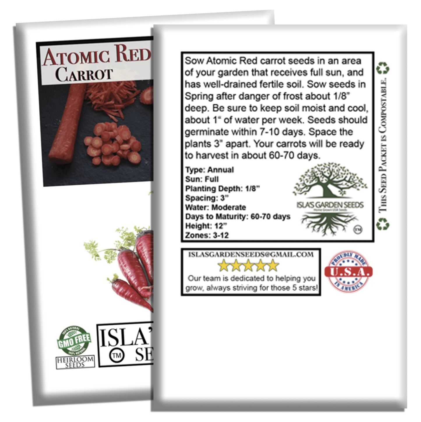 Atomic Red Carrots | 250 Seeds/Pk
