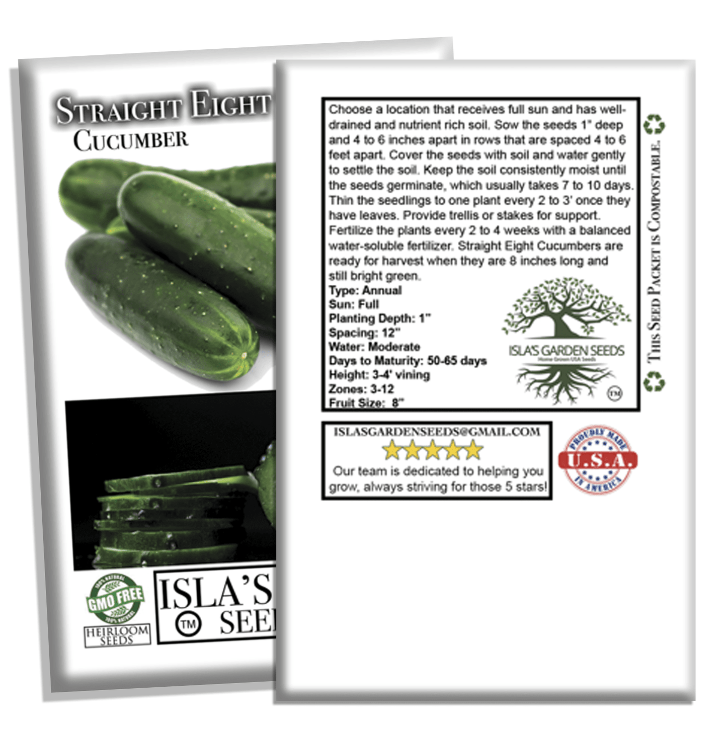 Straight Eight Cucumber | 100 Seeds/Pk