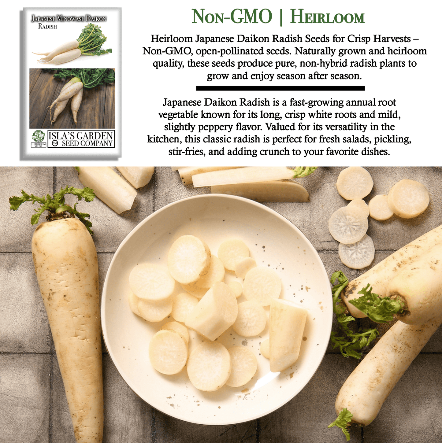 Japanese Minowase Daikon Radish | 100 Seeds/Pk