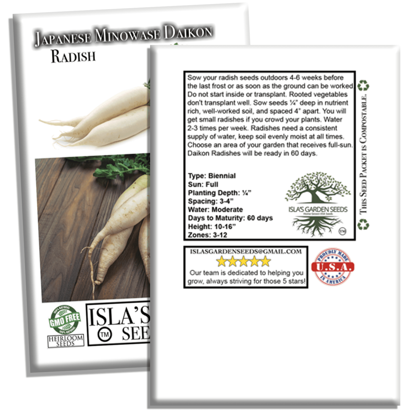 Japanese Minowase Daikon Radish | 100 Seeds/Pk