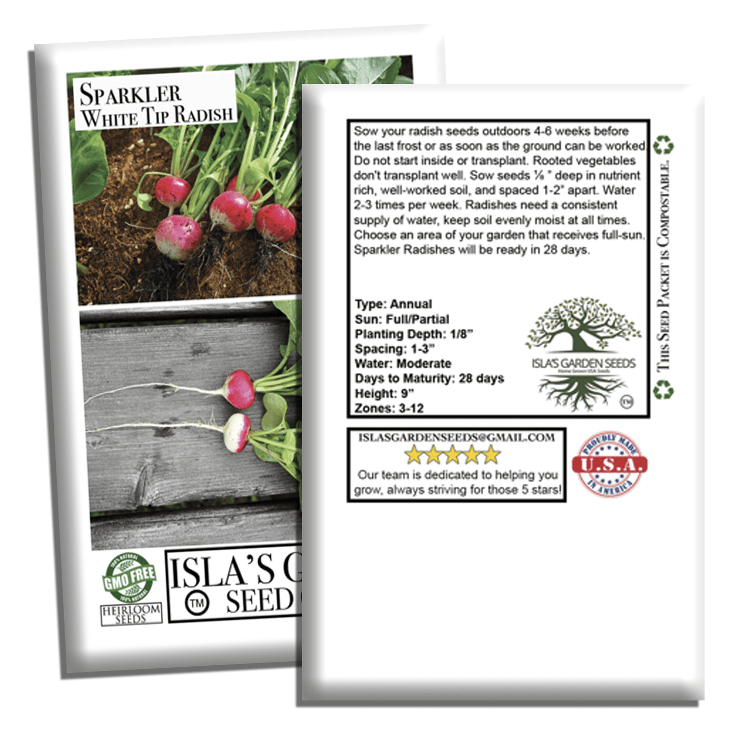 Sparkler White Tip Radish | 100 Seeds/Pk