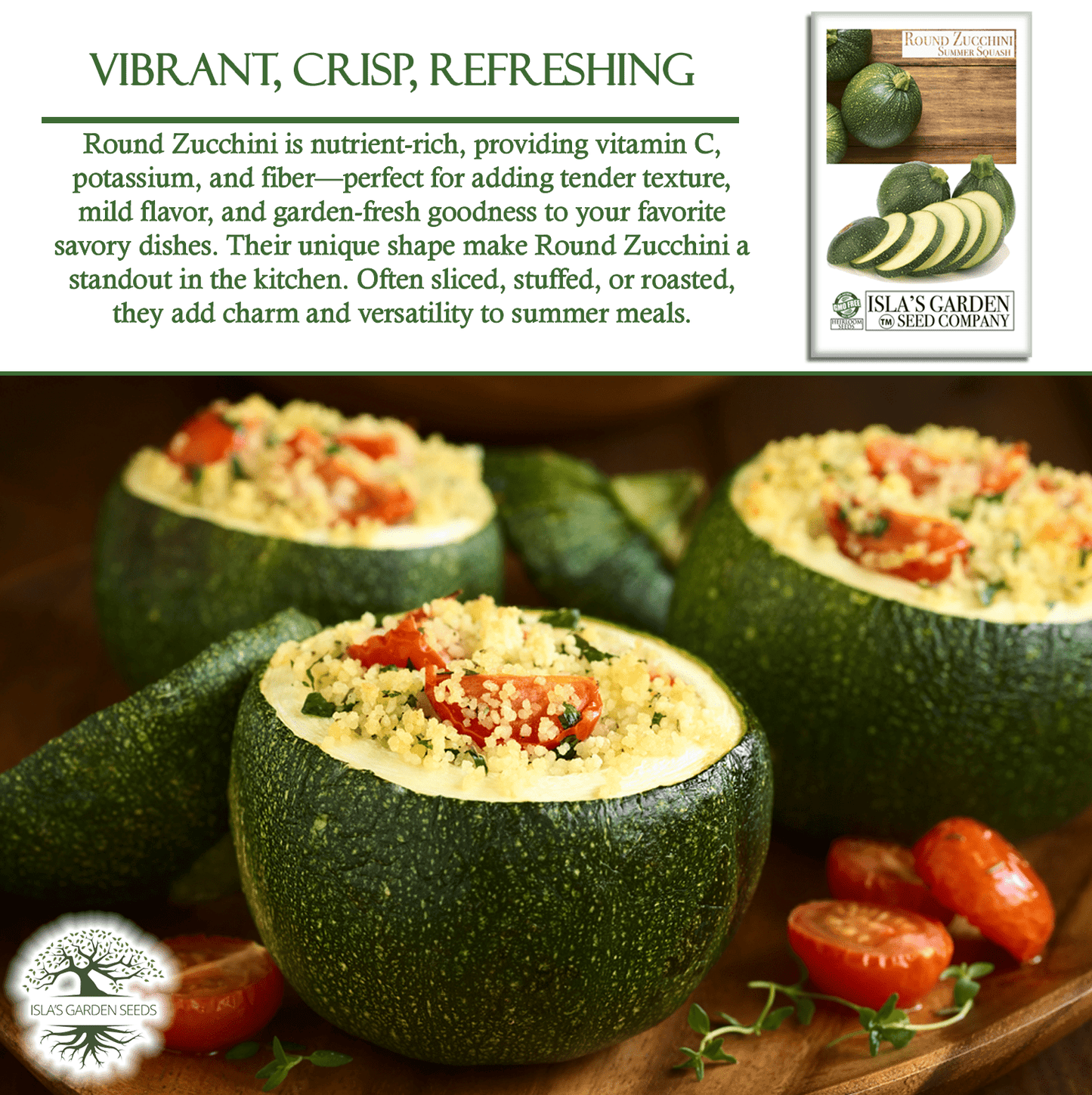 Round Zucchini Summer Squash | 40 Seeds/Pk