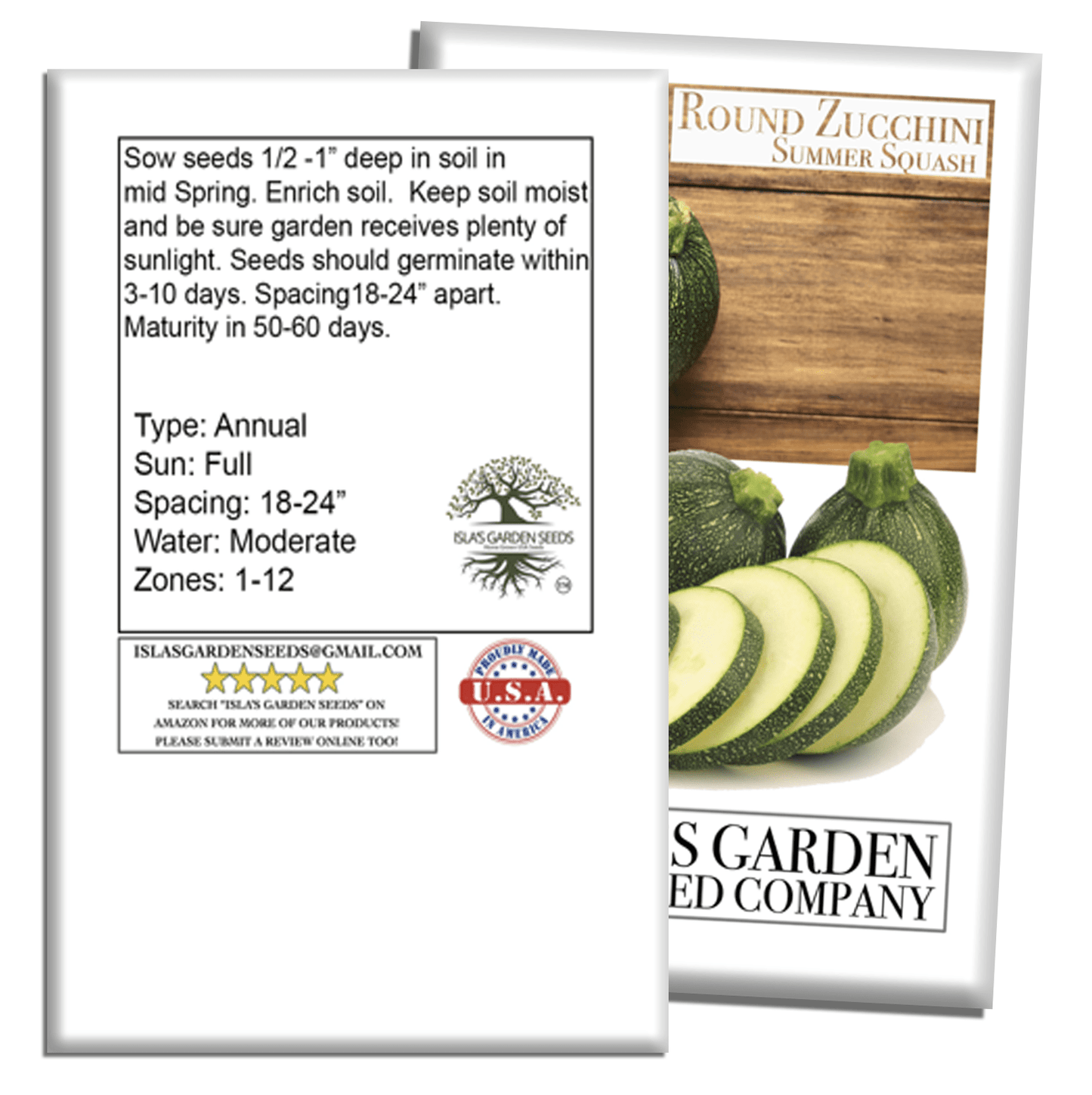 Round Zucchini Summer Squash | 40 Seeds/Pk