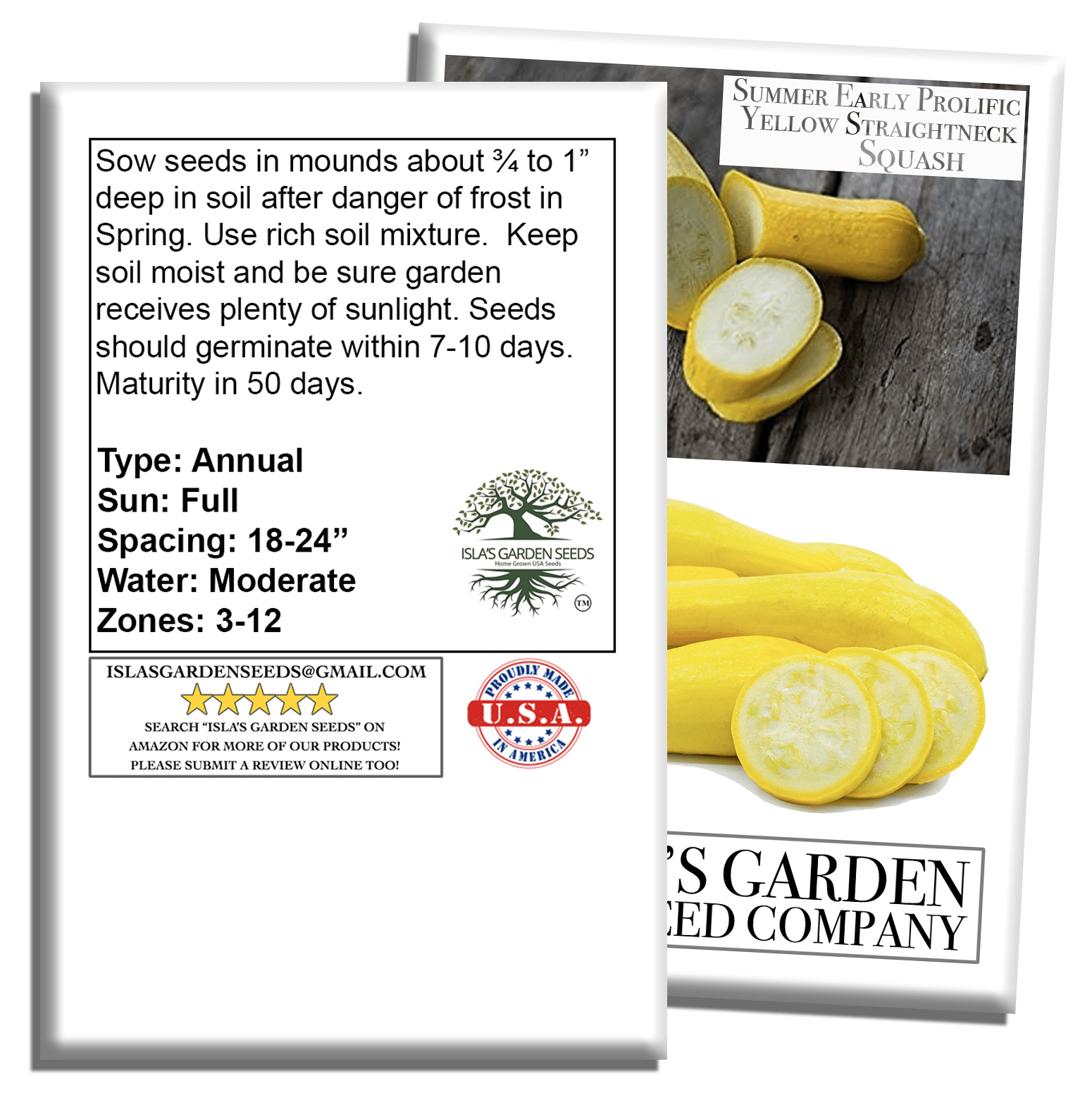 Early Prolific Straightneck Squash | 50 Seeds/Pk