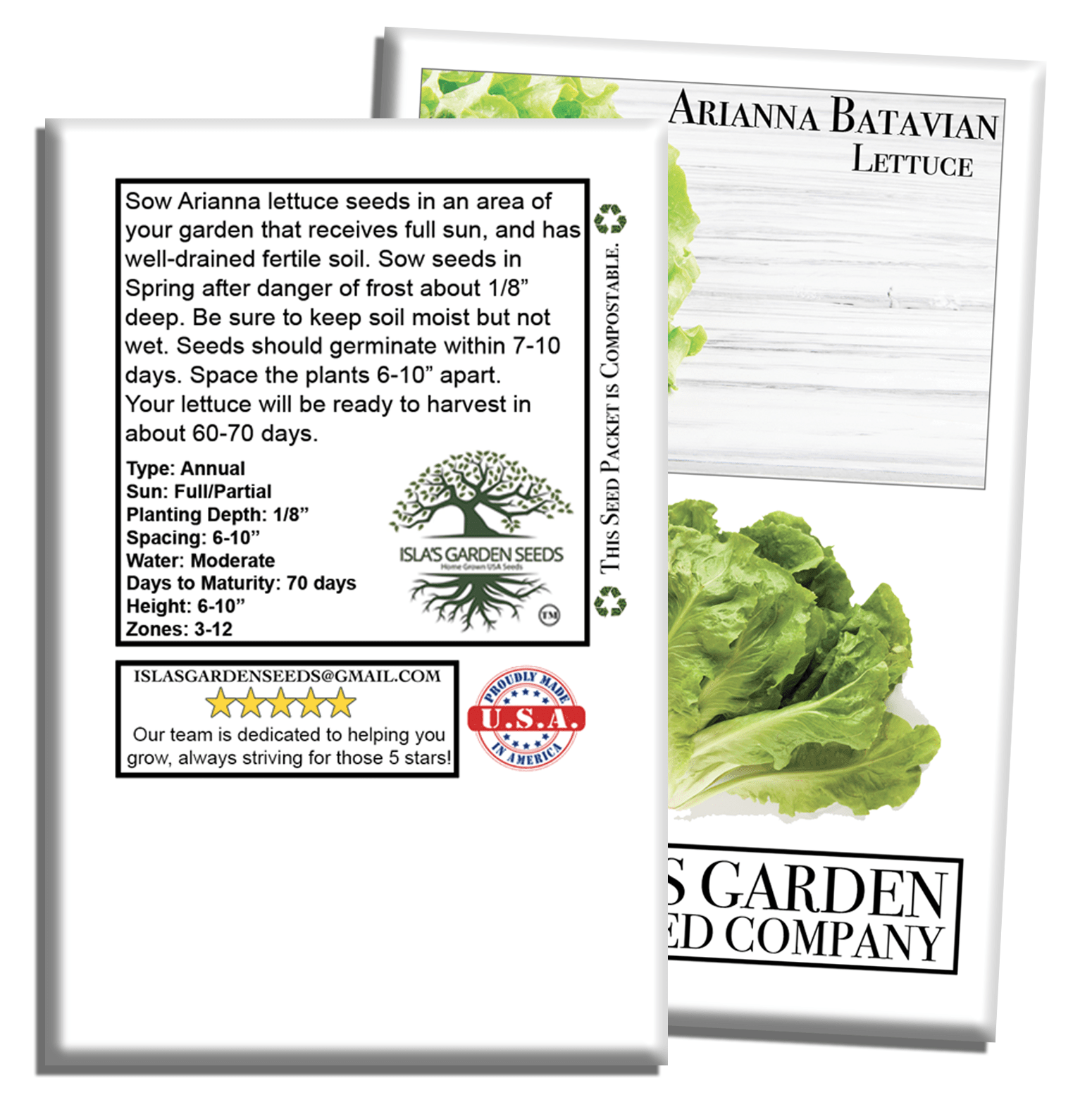 Arianna Romaine Batavian Lettuce | 1000 Seeds/Pk
