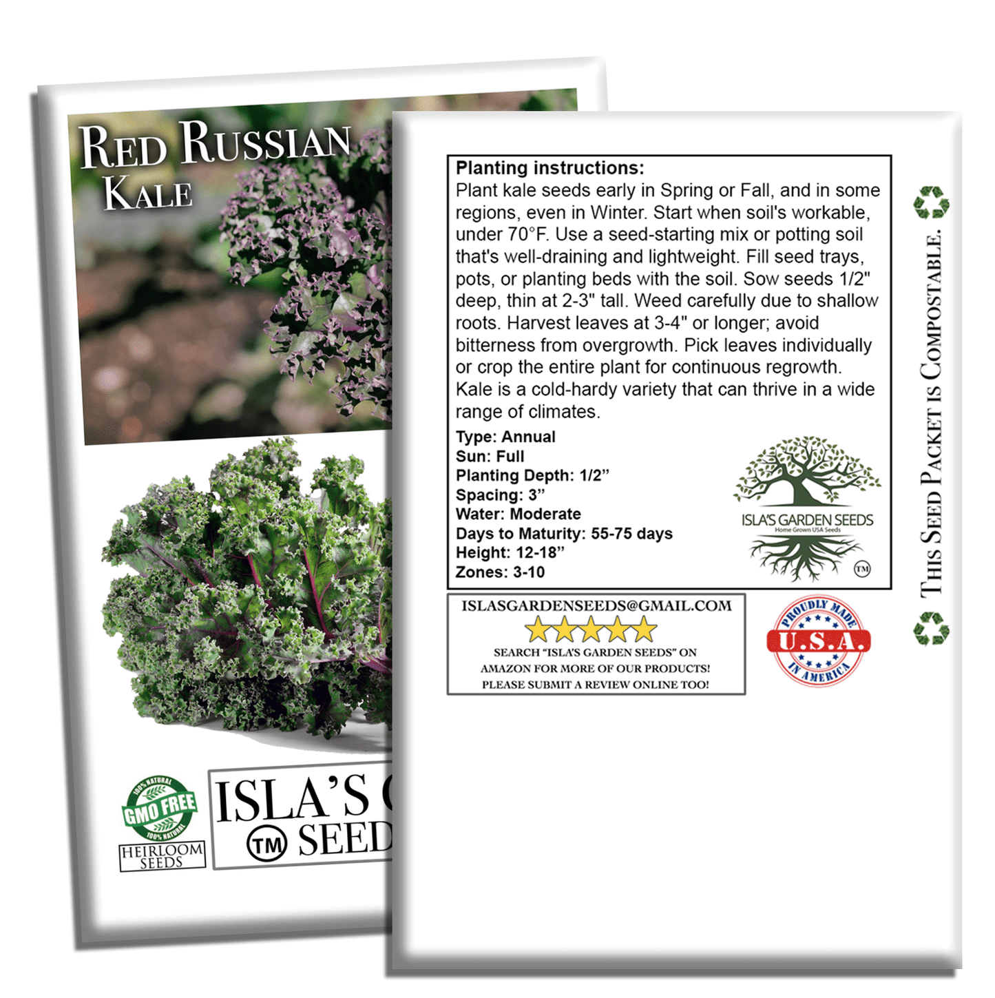 Red Russian Kale | 750 Seeds/Pk