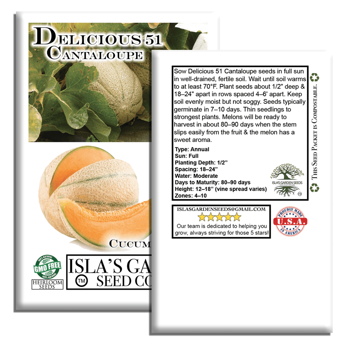 Delicious 51 Cantaloupe | 50 Seeds/Pk