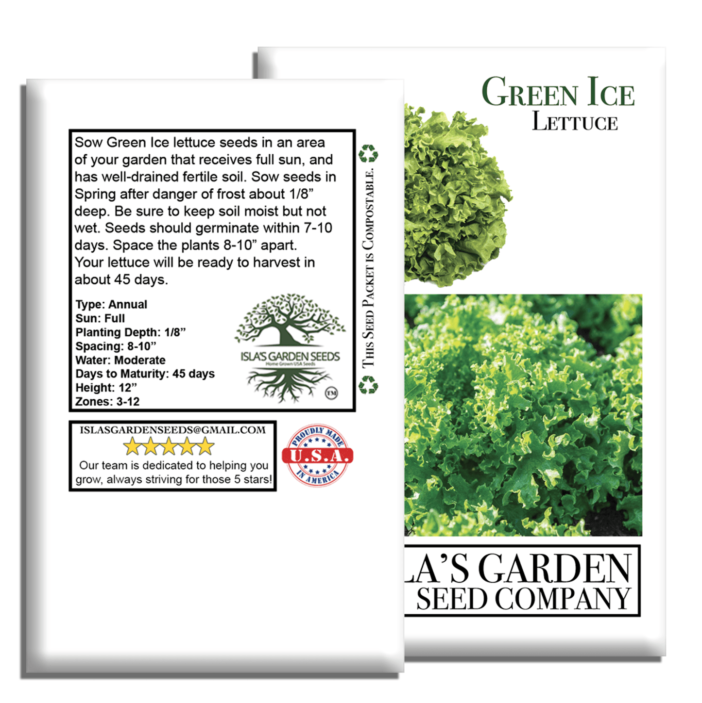 Green Ice Lettuce | 1000 Seeds/Pk