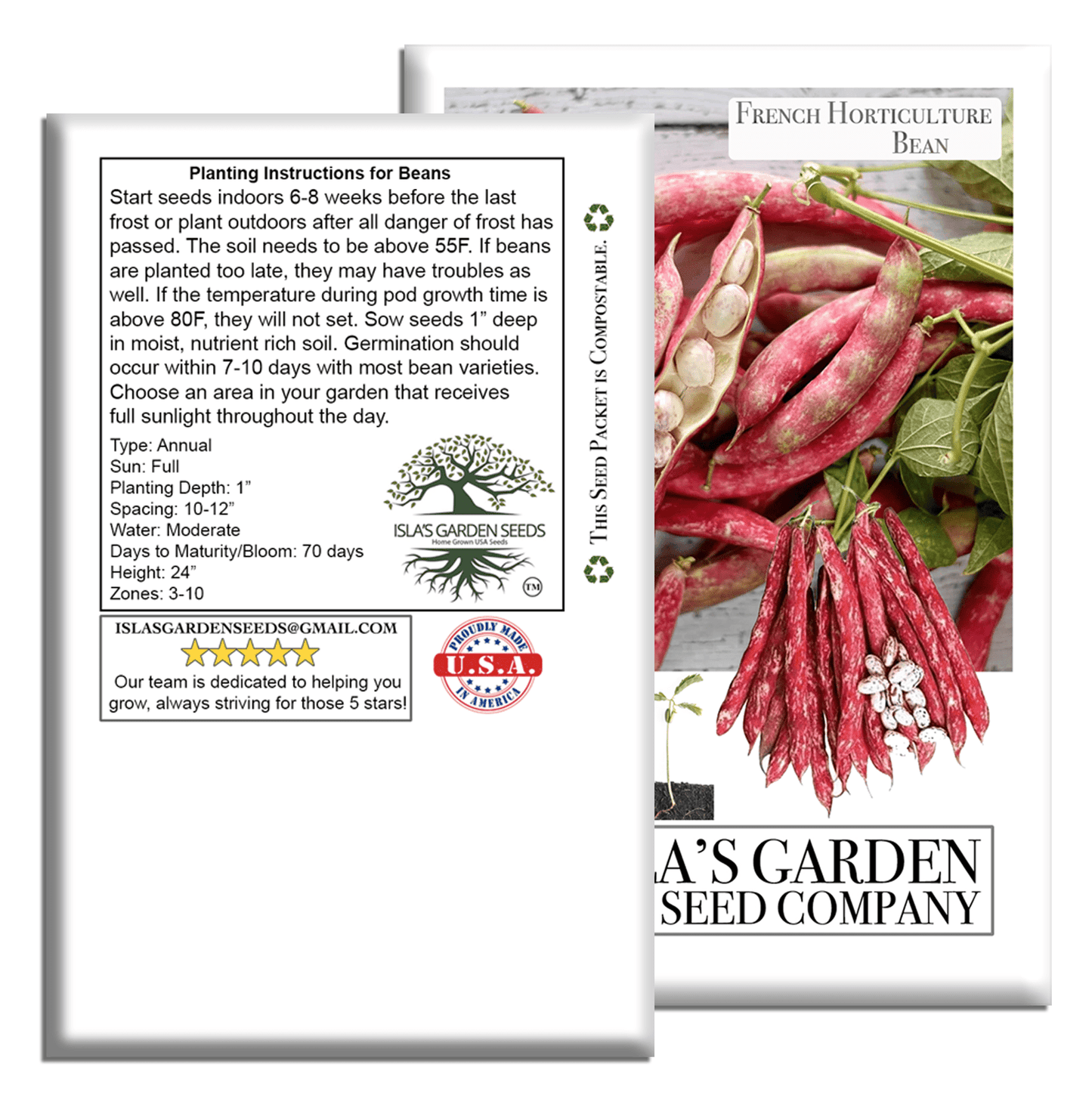 French Horticulture Beans Borlotti | 50 Seeds/Pk