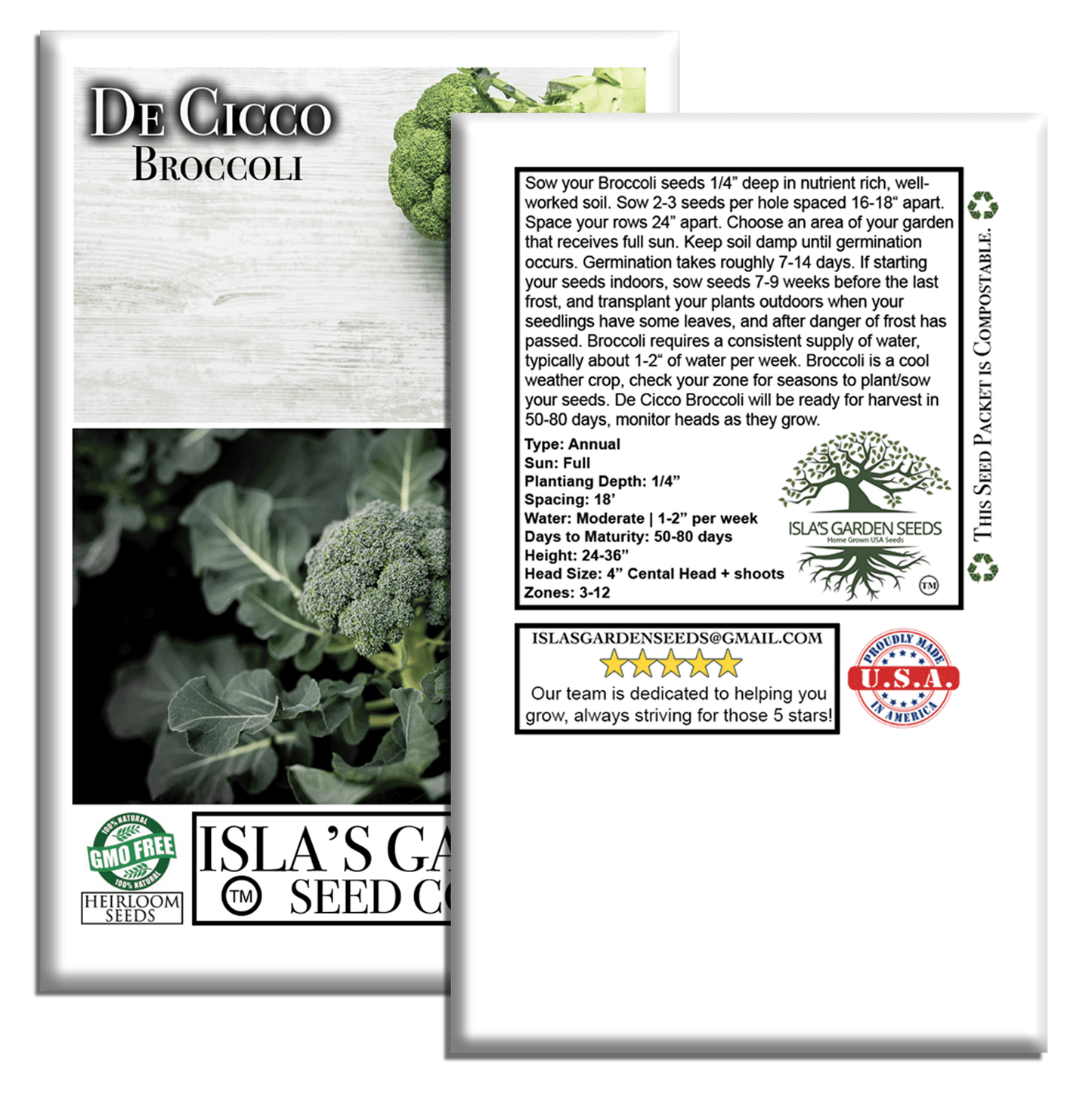 De Cicco Broccoli | 300 Seeds/Pk
