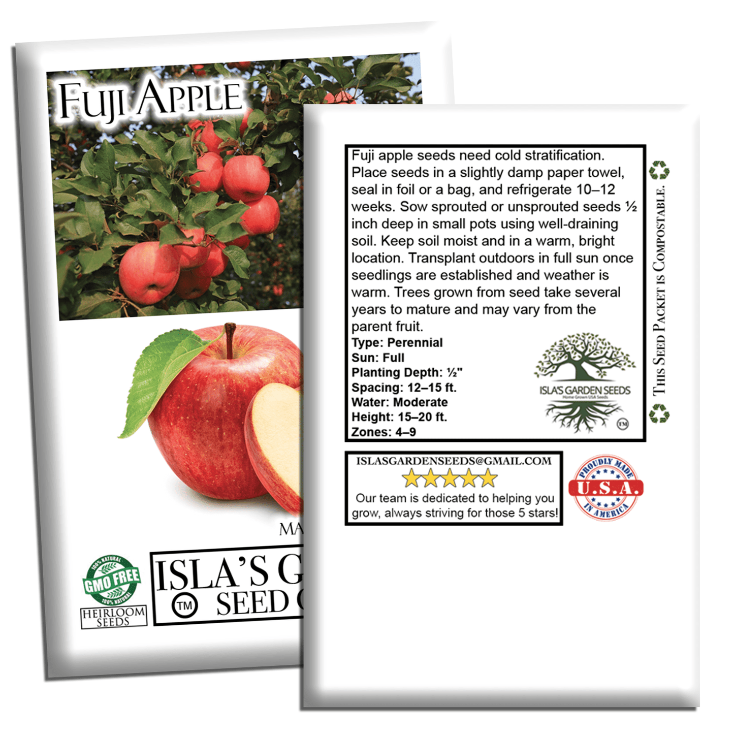 Fuji Apple Tree Seeds, 10 Seeds Per Packet