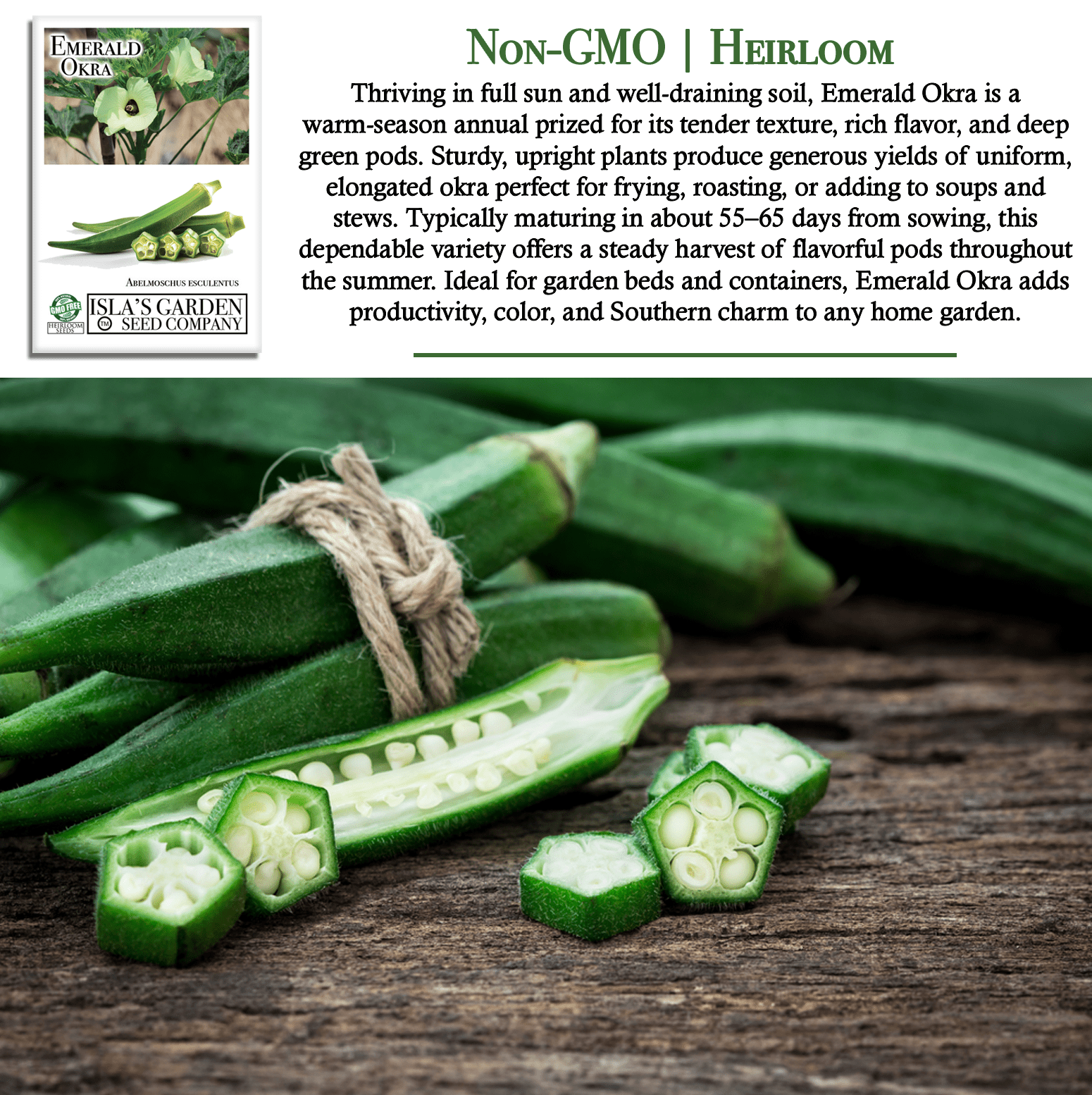 Emerald Okra | 50 Seeds/Pk