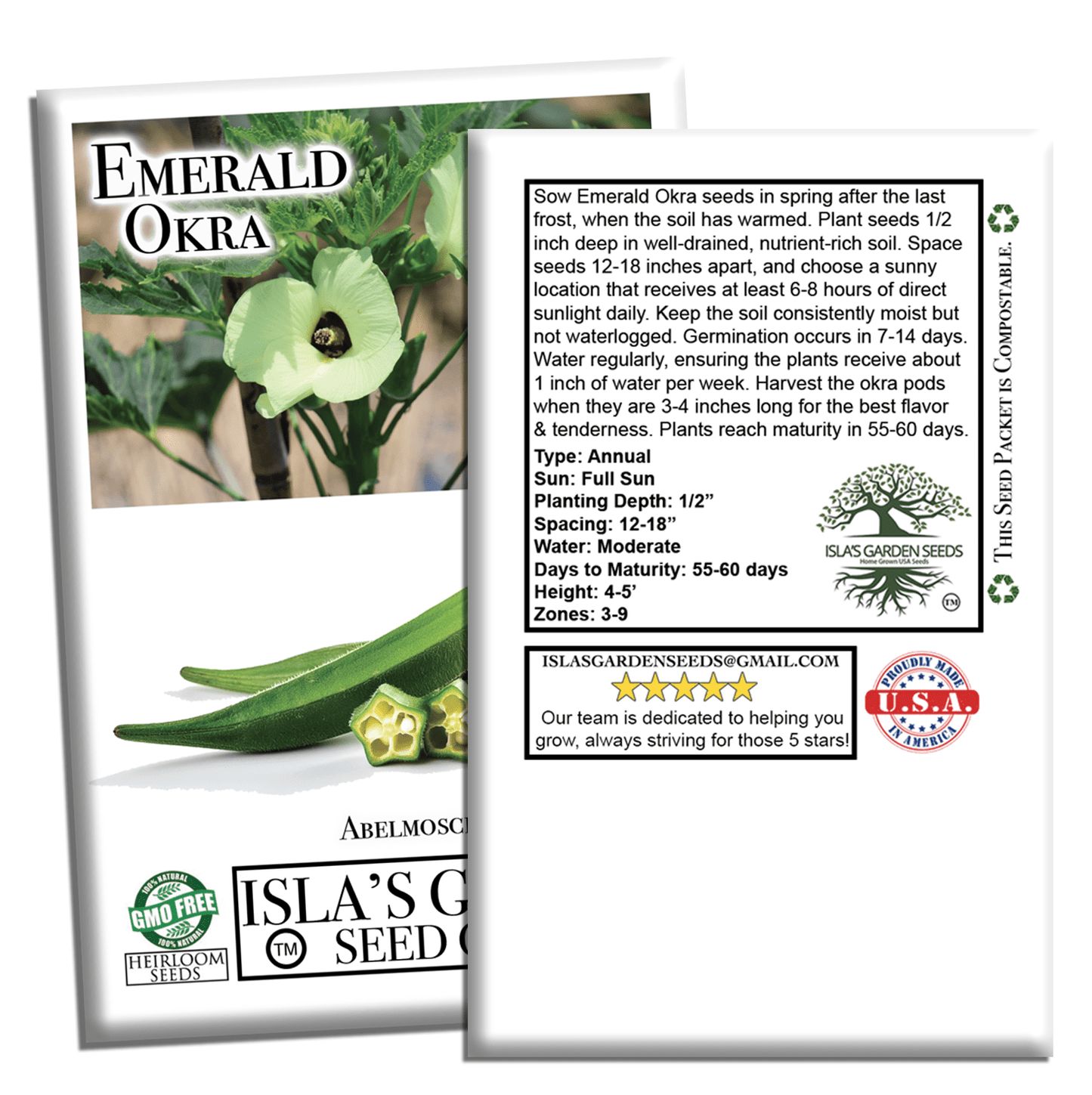 Emerald Okra | 50 Seeds/Pk