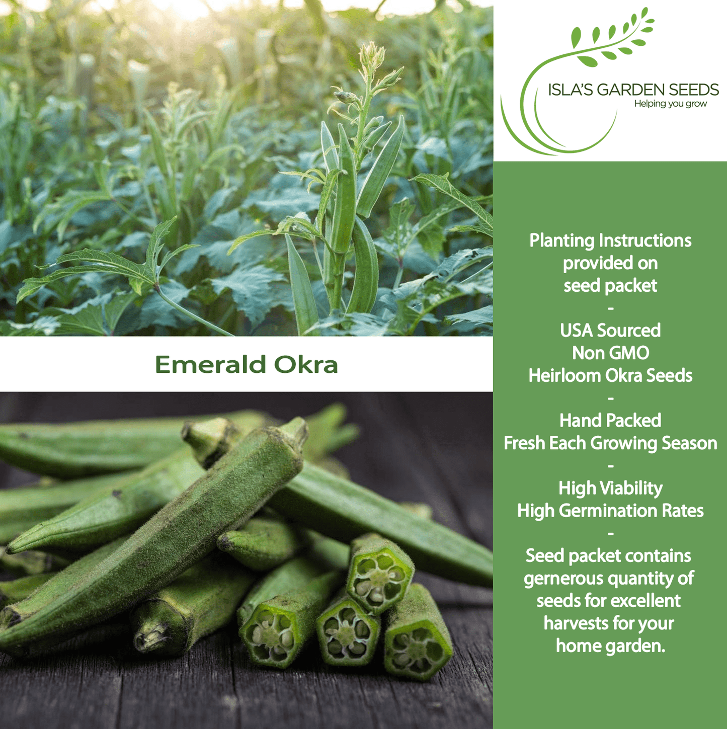 Emerald Okra | 50 Seeds/Pk