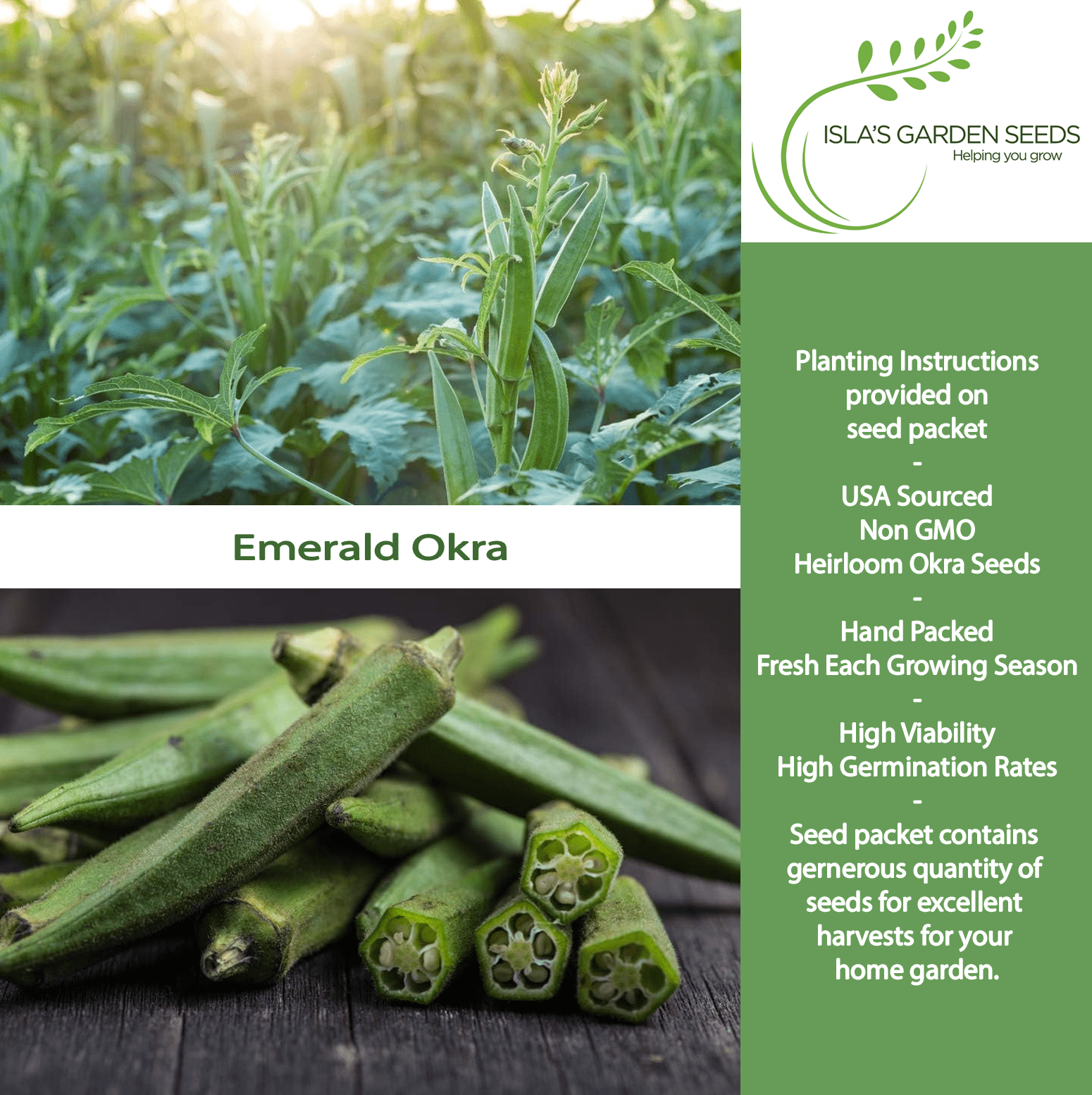 Emerald Okra | 50 Seeds/Pk