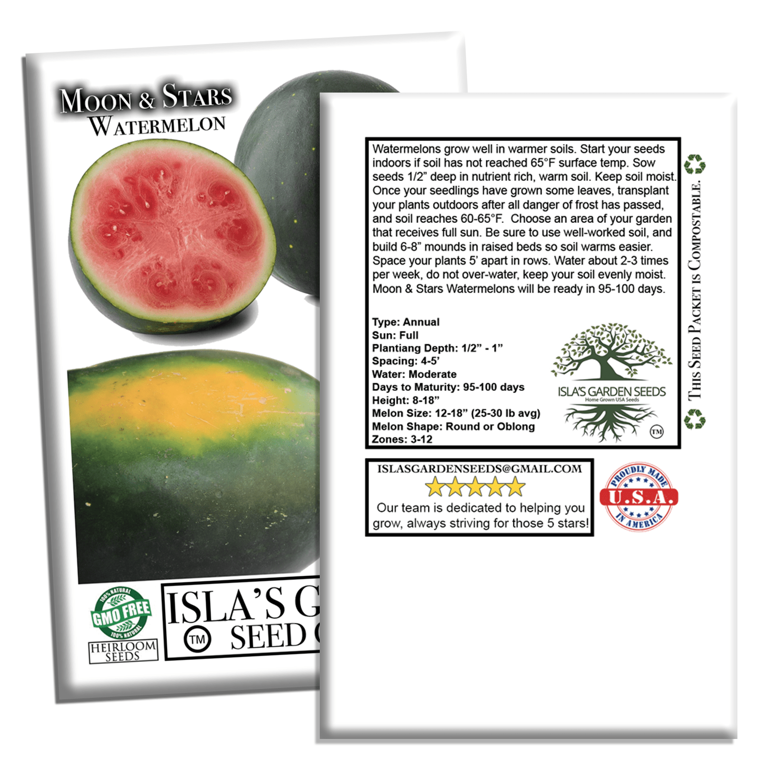 Moon & Stars Watermelon | 20 Seeds/Pk