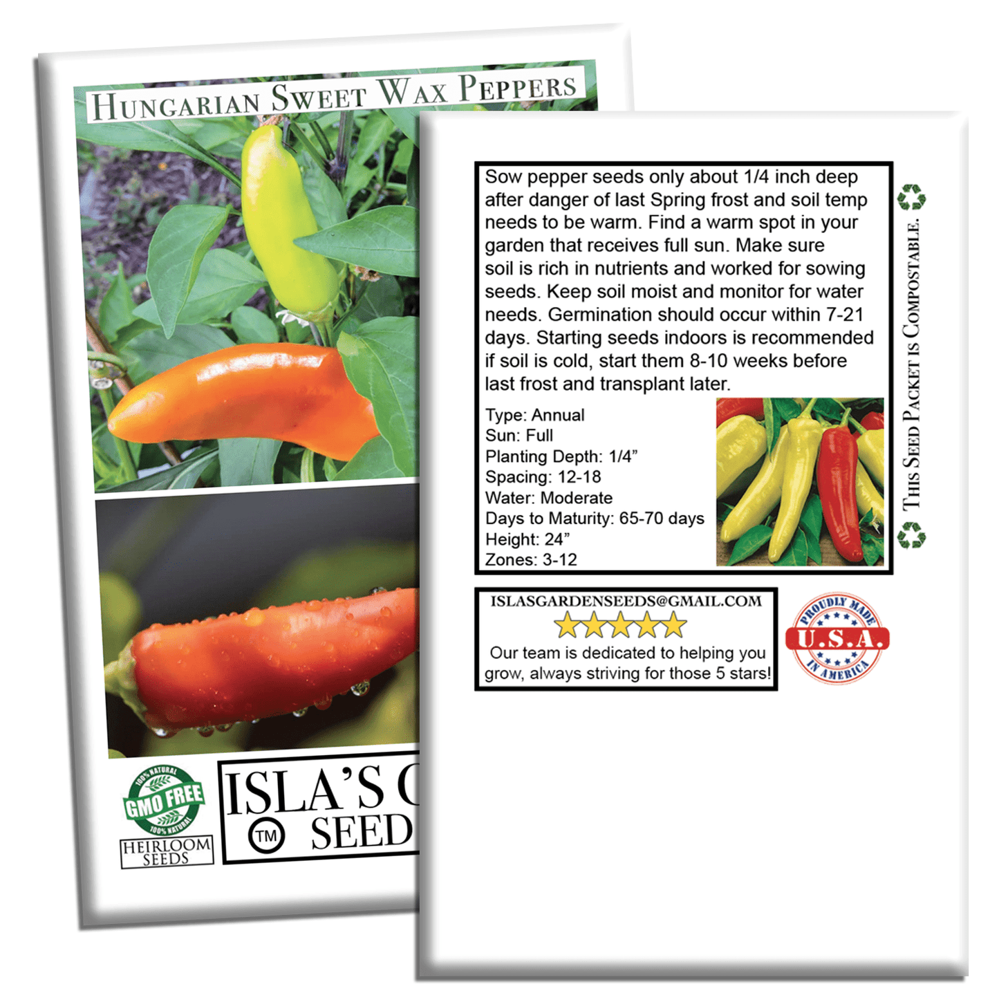 Hungarian Sweet Pepper | 100 Seeds/Pk