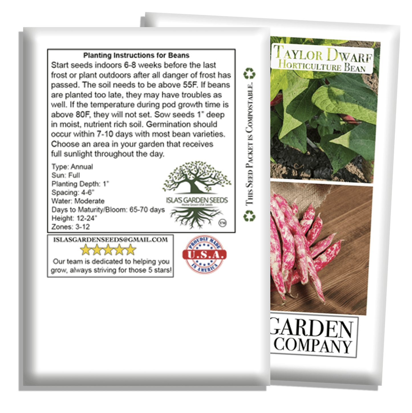 Taylor Dwarf Horticulture Cranberry Bean | 25 Seeds/Pk
