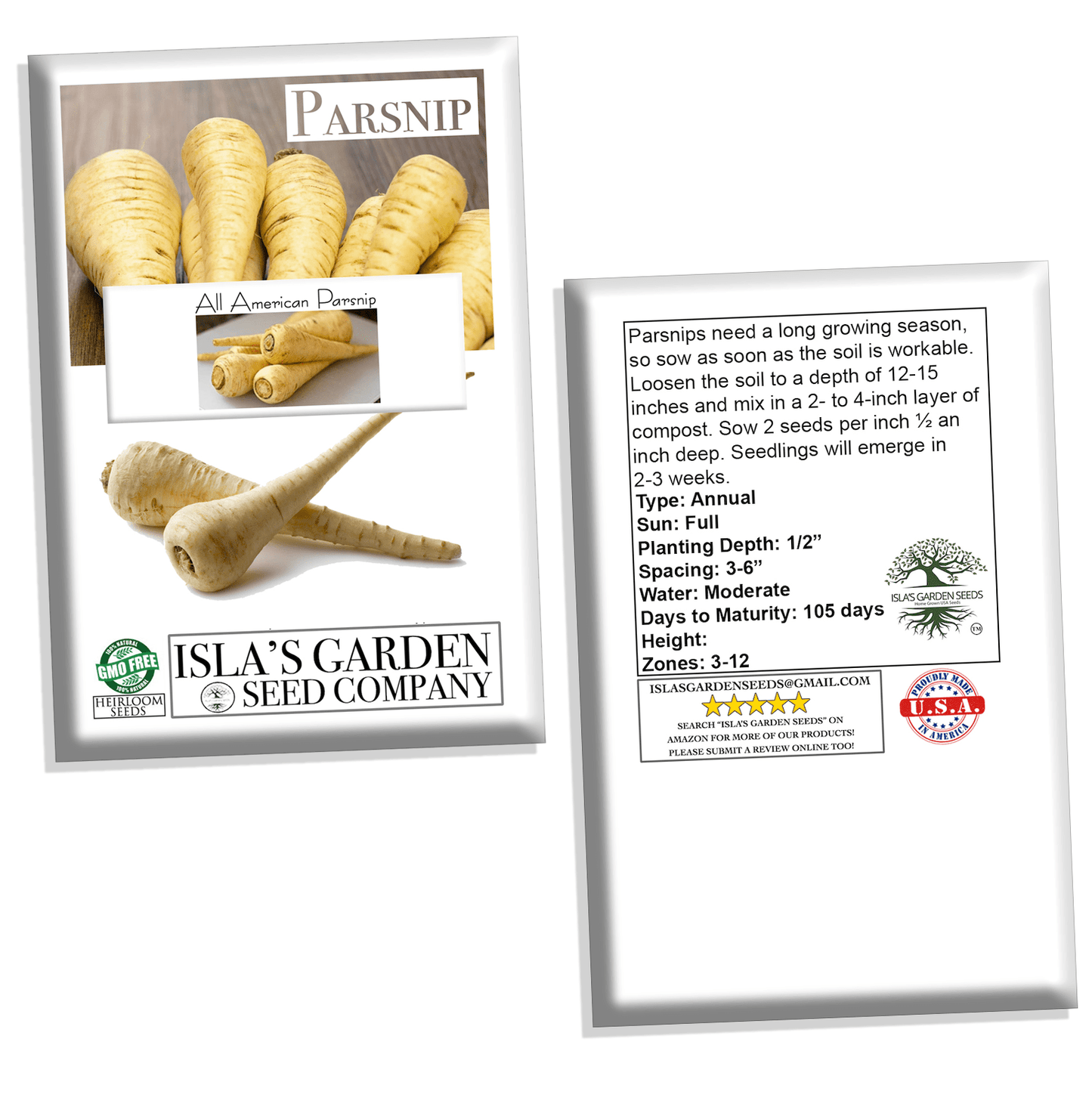 All American Parsnip Seeds, 300 Seeds Per Packet, Non GMO Seeds