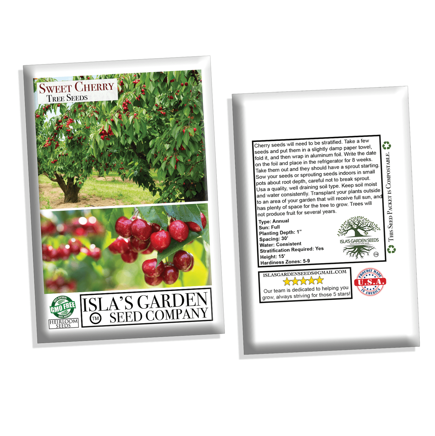 Sweet Cherry Tree Seeds, 20 Seeds Per Packet