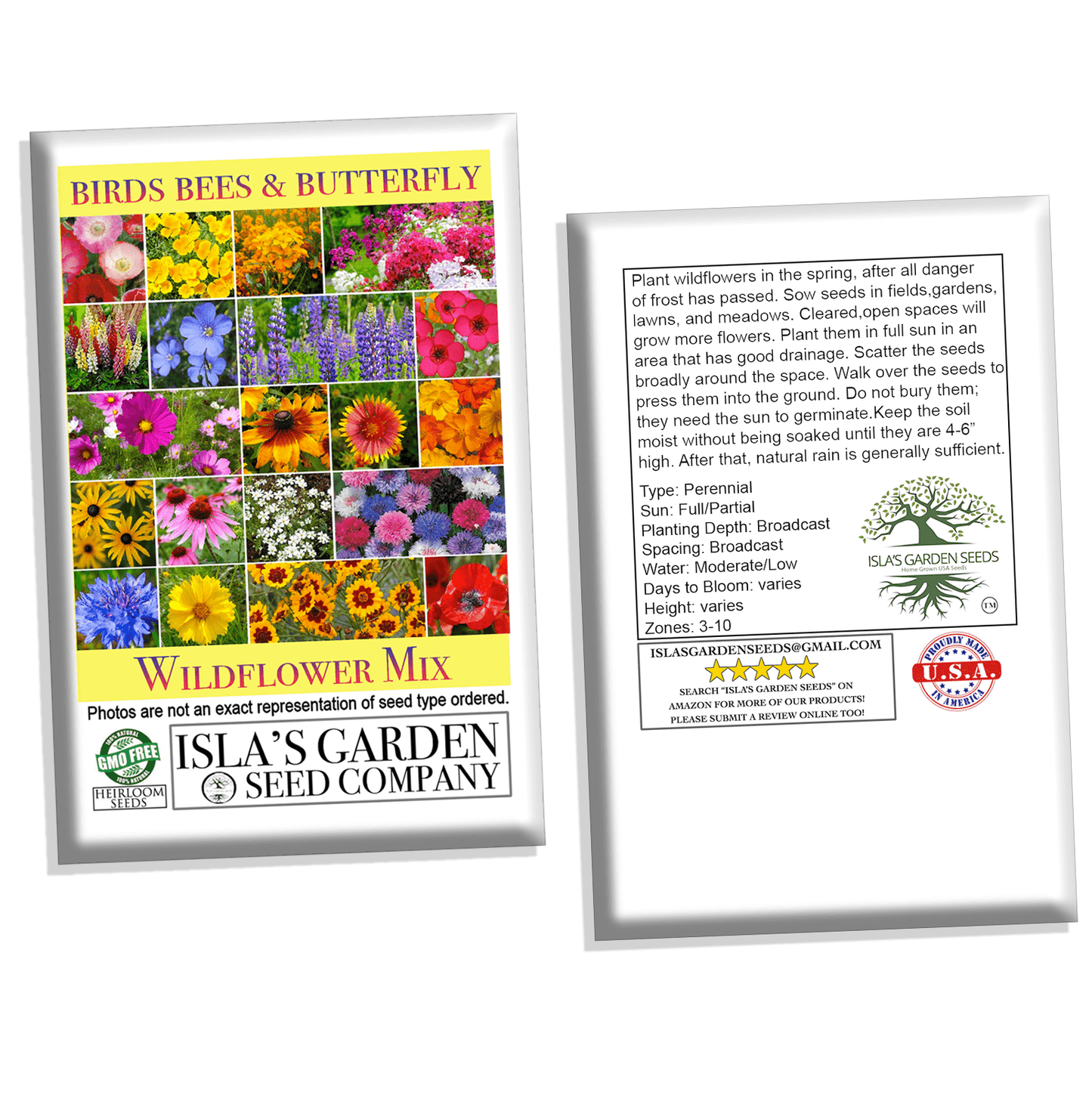 Birds Bees & Butterflies Flower Mix, 500 Seeds Per Packet, Non GMO Seeds