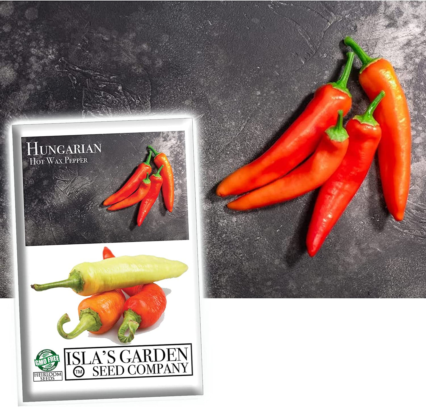 Hungarian Hot Pepper Seeds, 100 Heirloom Seeds Per Packet, Non GMO Seeds