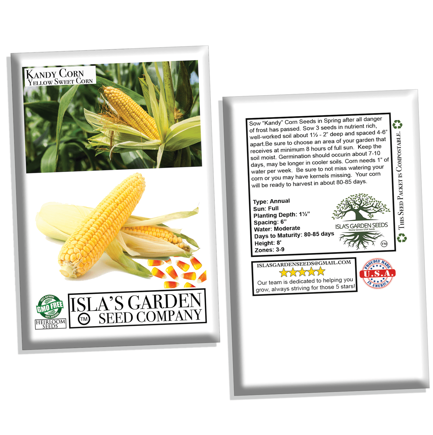 Kandy Corn Seeds, 25 Heirloom Seeds Per Packet, Non GMO Seeds, Botanical Name: Zea mays