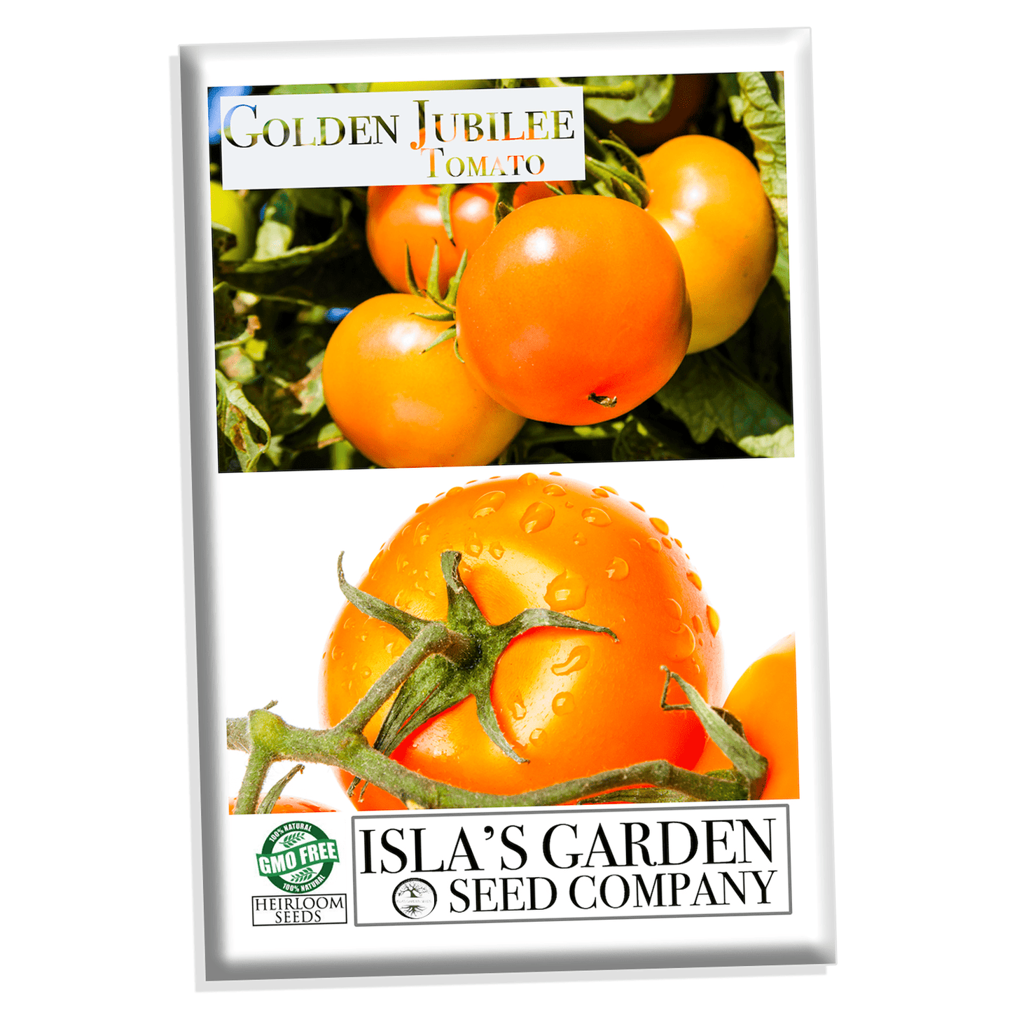 Golden Jubilee Heirloom Tomato, 100 Seeds Per Packet, Non GMO Seeds, Botanical Name: Solanum lycopersicum