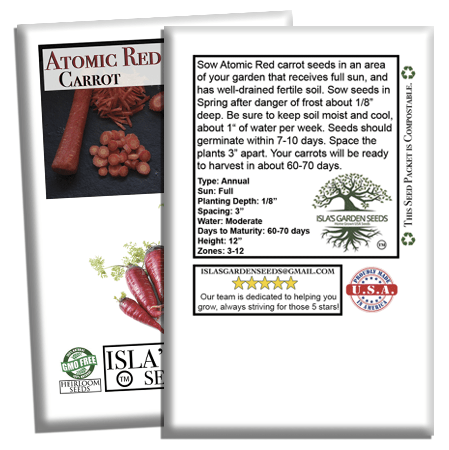 Atomic Red Carrots | 250 Seeds/Pk