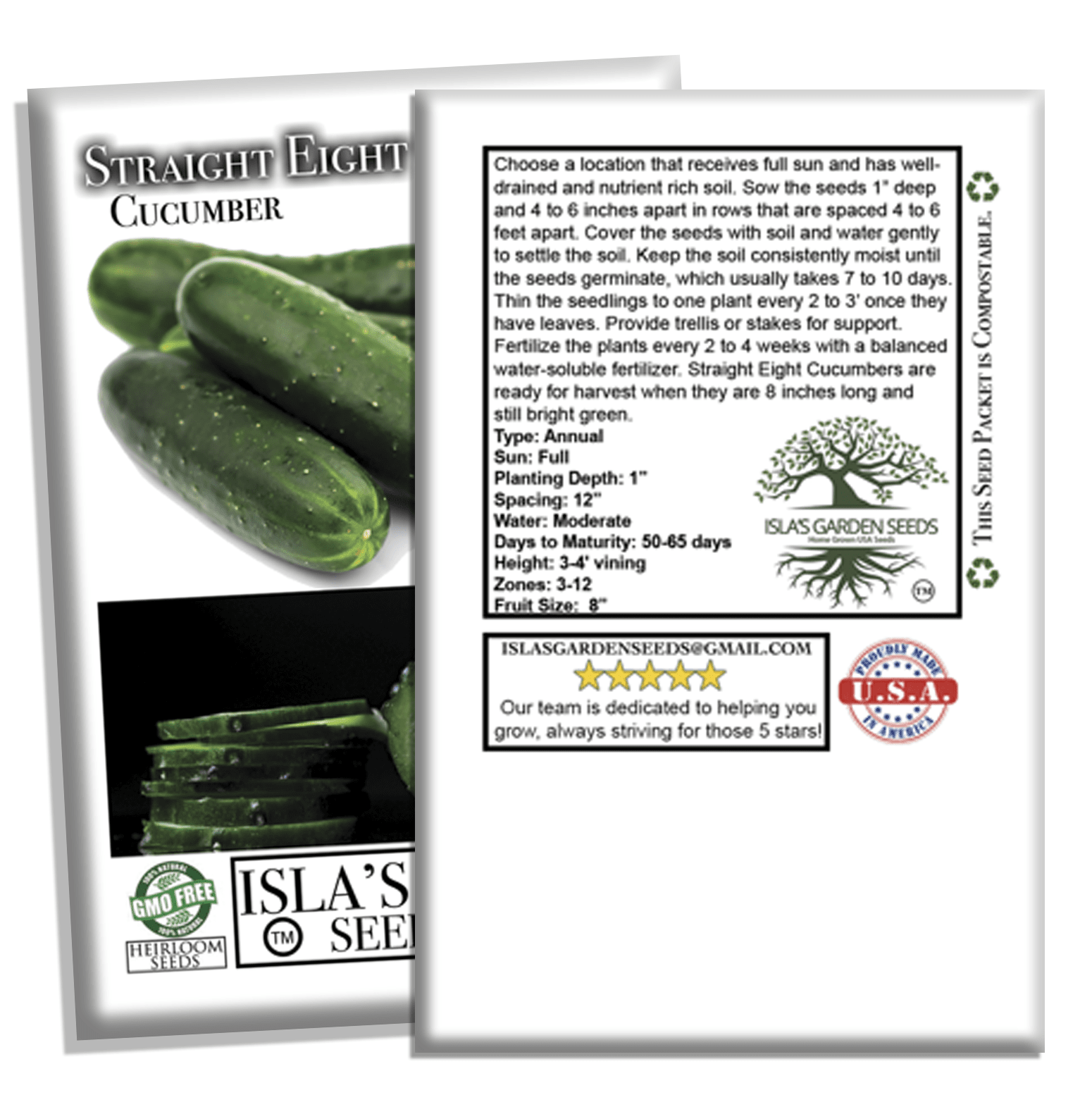 Straight Eight Cucumber | 100 Seeds/Pk