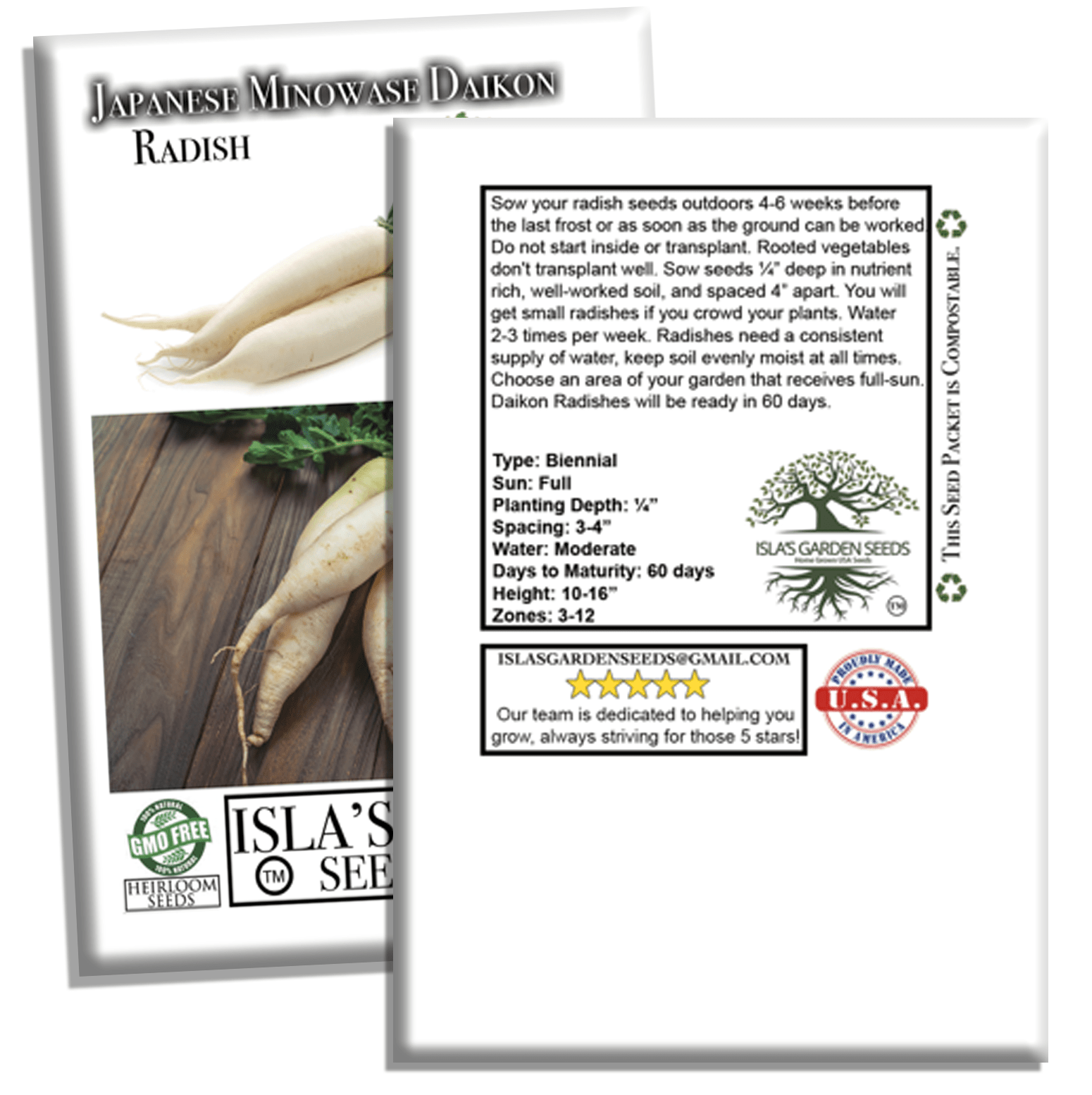Japanese Minowase Daikon Radish | 100 Seeds/Pk