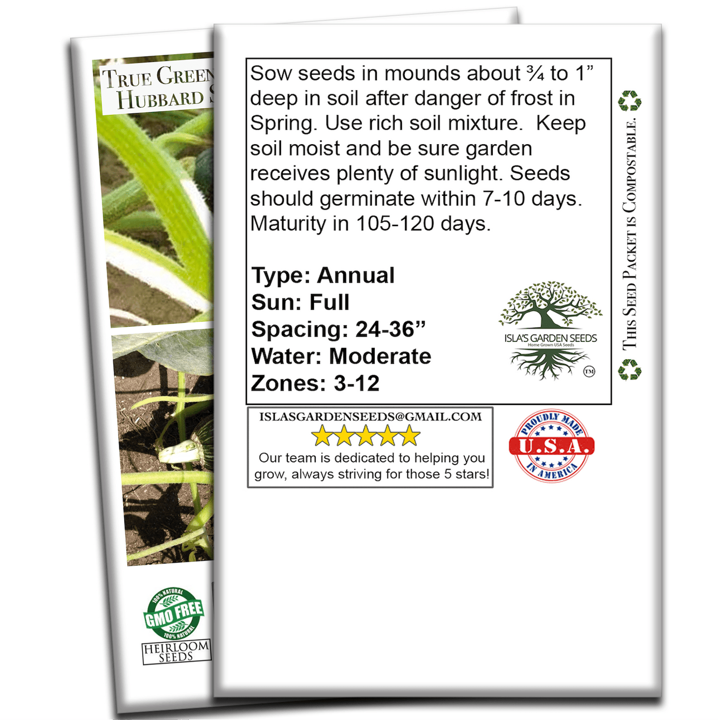 True Green Improved Hubbard Squash | 25 Seeds/Pk