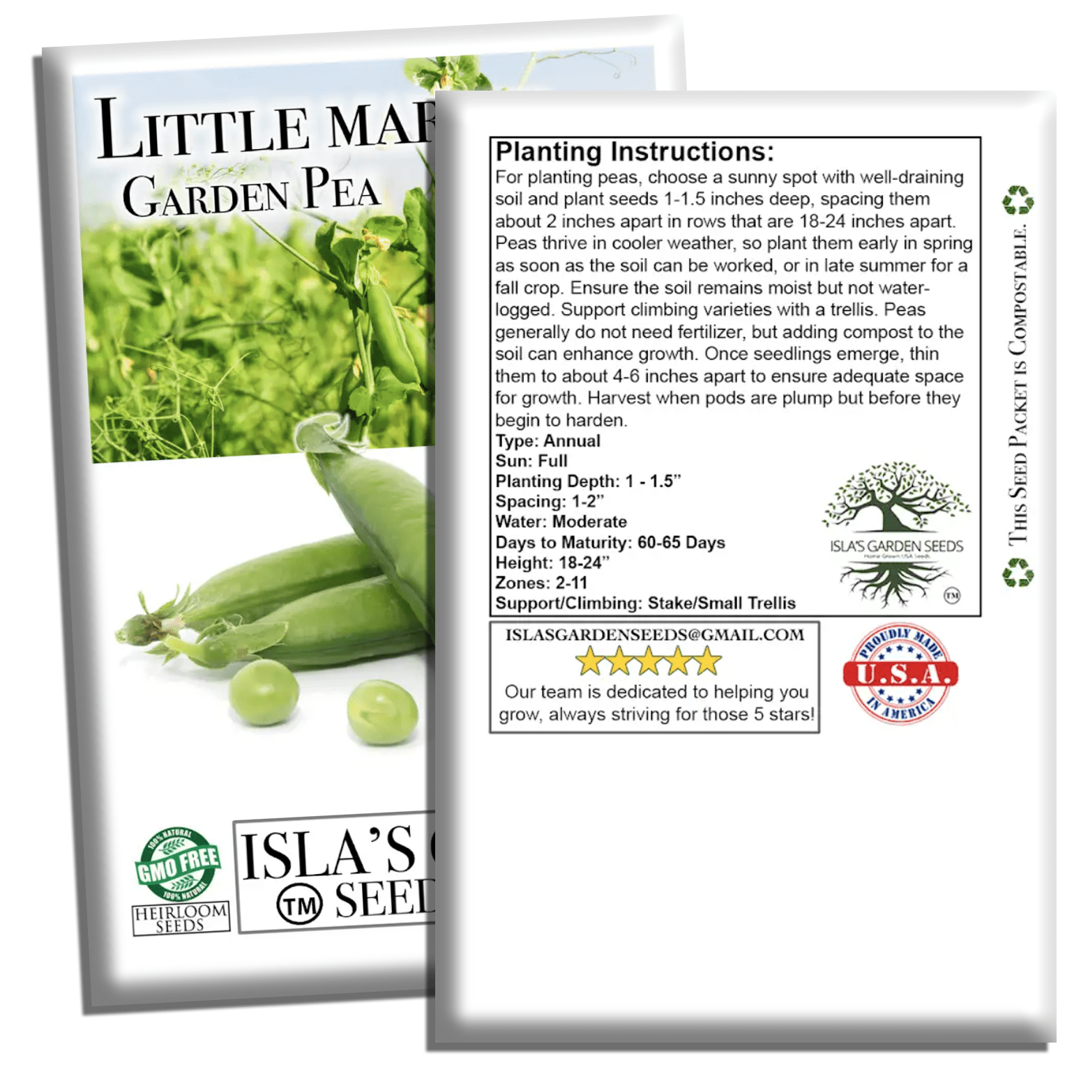 planting pea seeds Little Marvel Pea Seeds, 50 Heirloom Seeds Per Packet, Non GMO Seeds