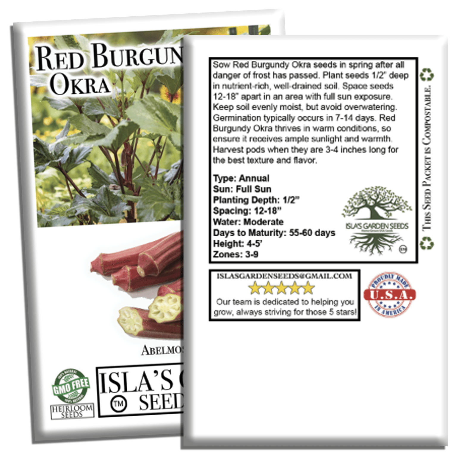 Red Burgundy Okra | 100 Seeds/Pk