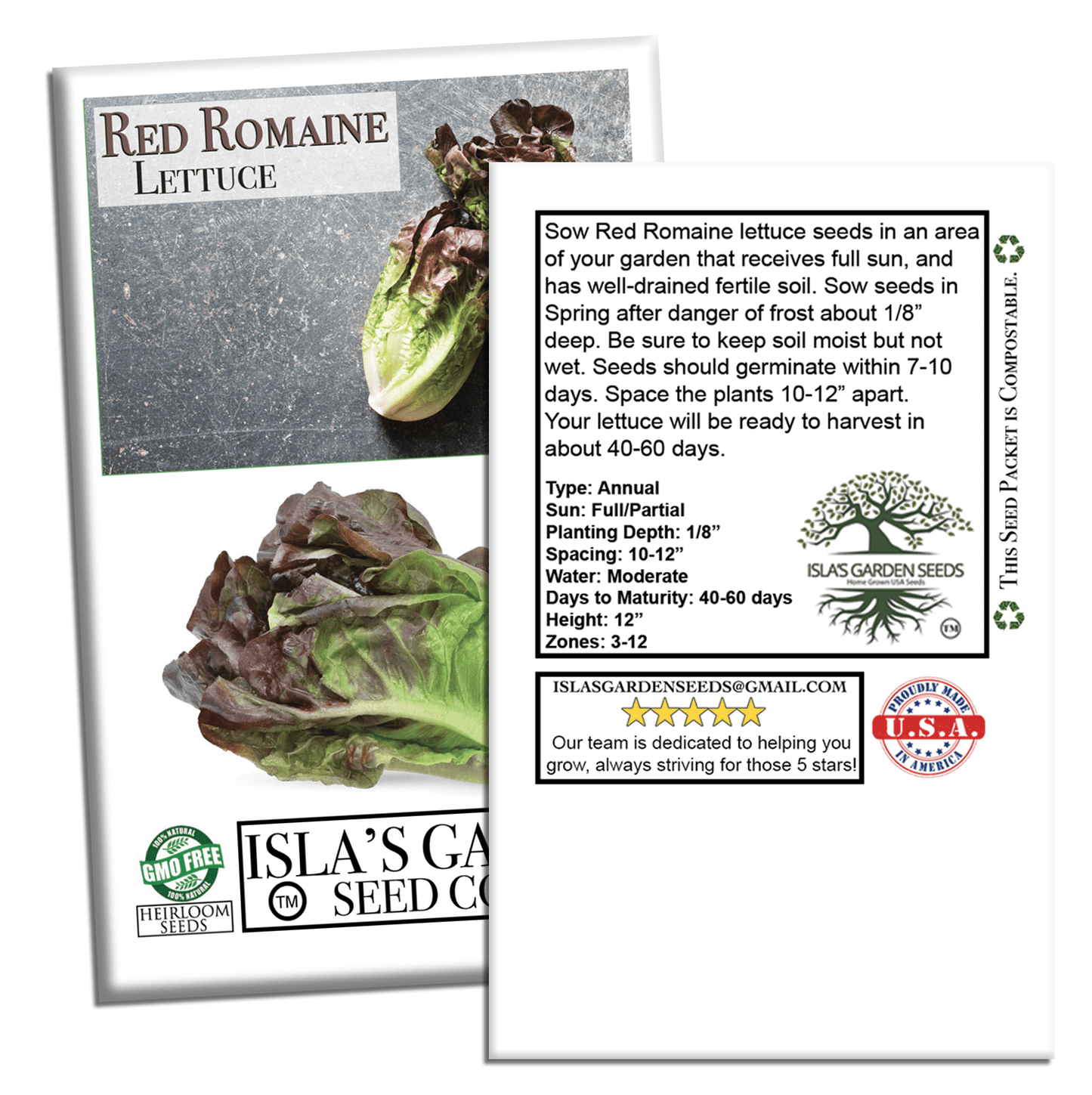 Red Romaine Lettuce | 1000 Seeds/Pk