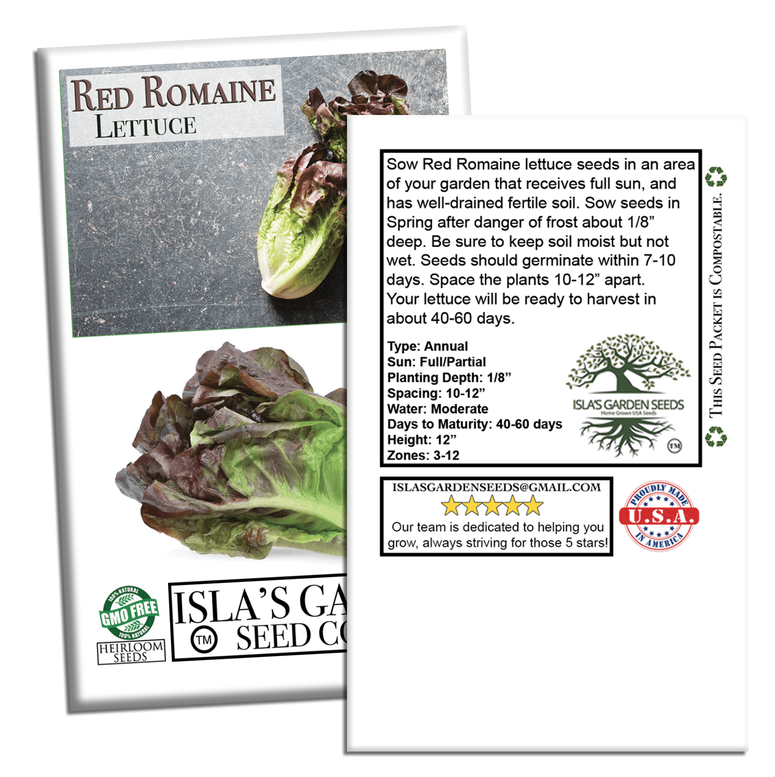 Red Romaine Lettuce | 1000 Seeds/Pk