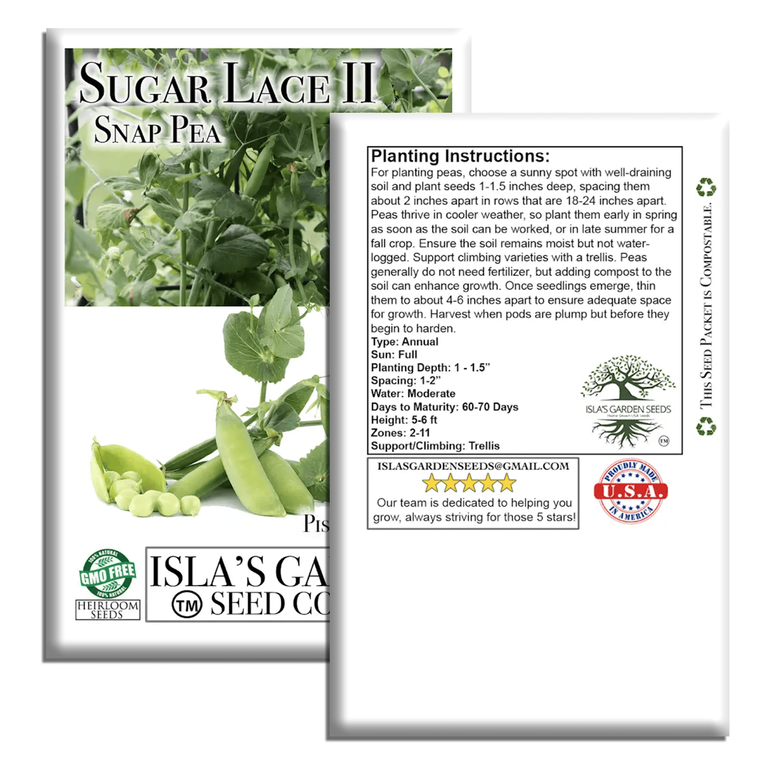 Sugar Lace II Garden Peas | 50 Seeds/Pk