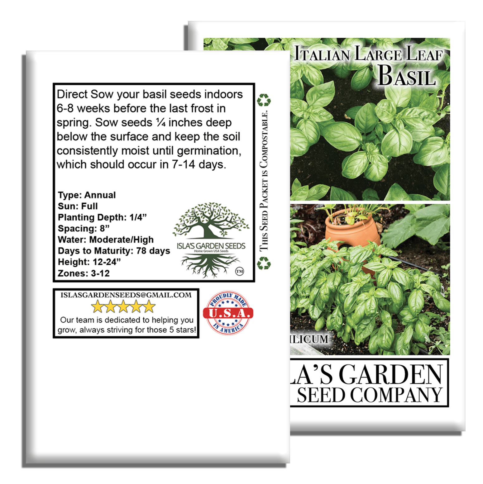 Italian Large Leaf Basil | 500 Seeds/Pk