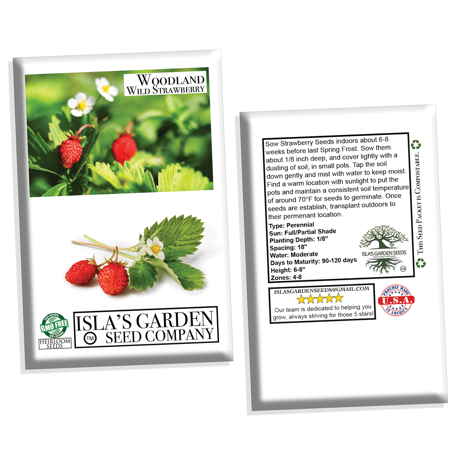 strawberry seeds organic Woodland Wild Strawberry, 50 Seeds Per Packet