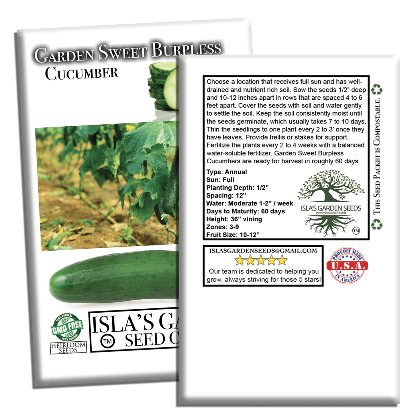 Garden Sweet Burpless Cucumber | 100 Seeds/Pk