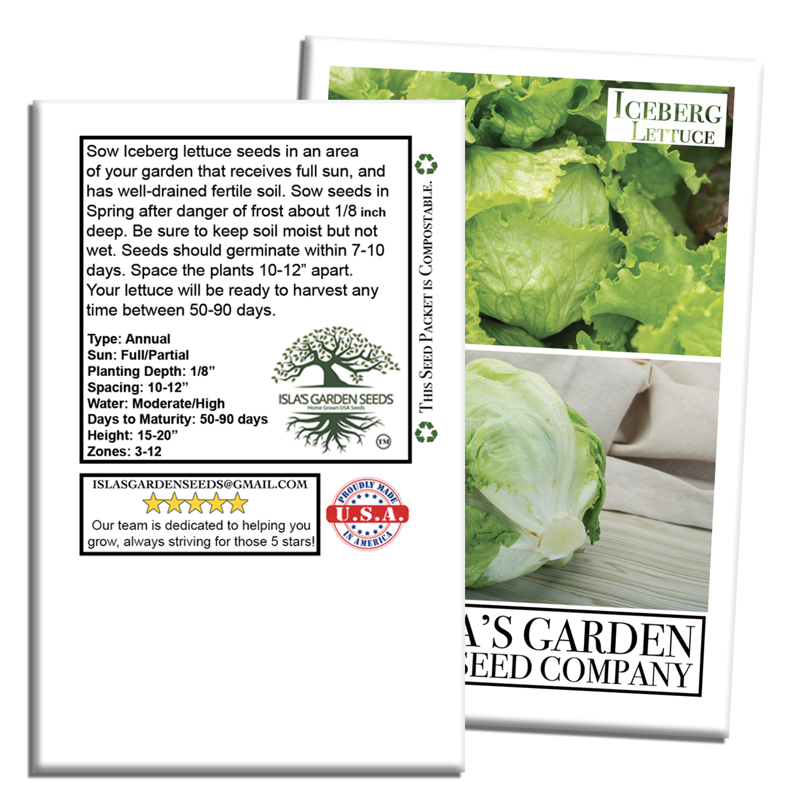 Iceberg Lettuce | 2500 Seeds/Pk
