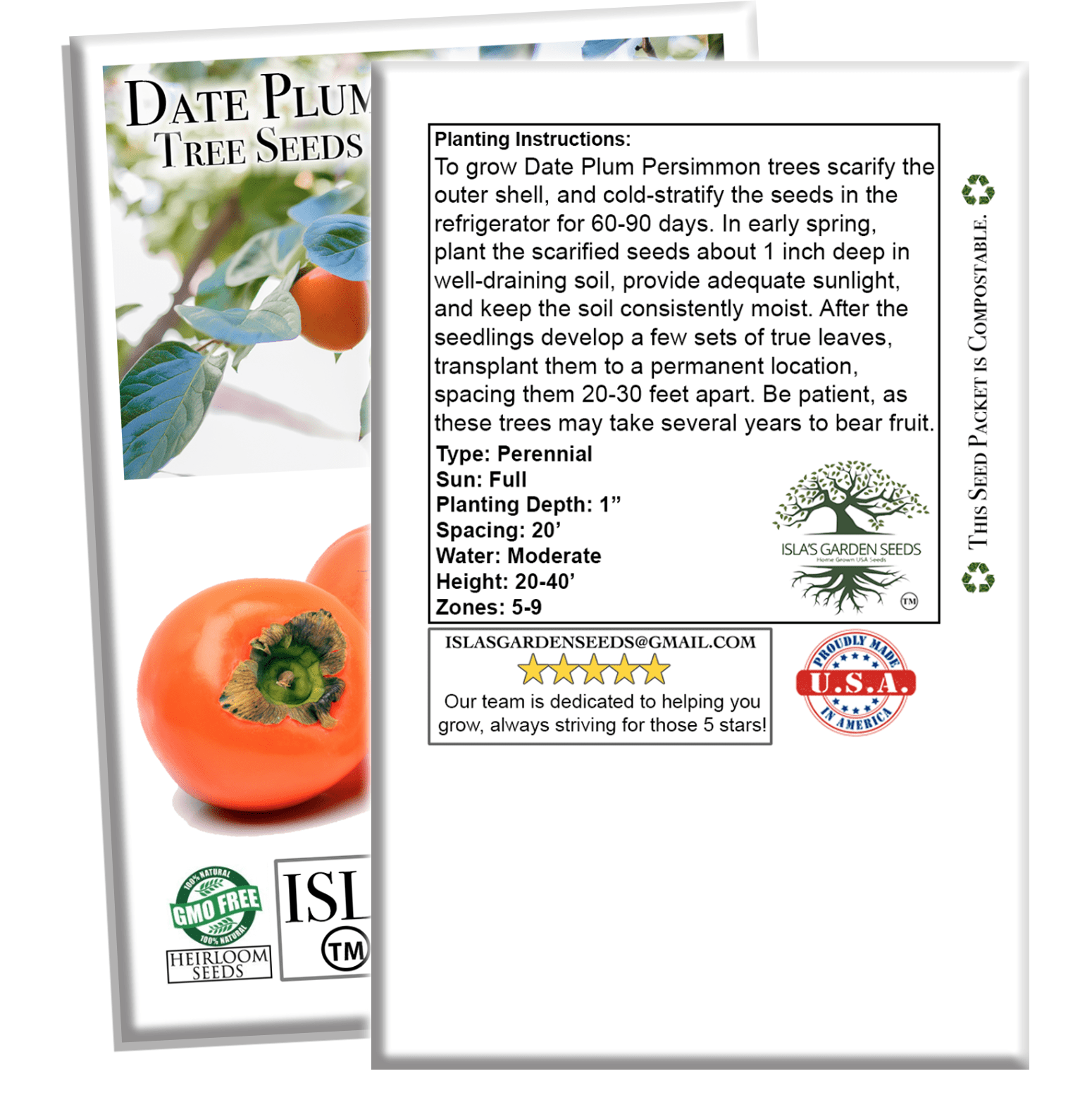 persimmon seeds for planting Exotic Rare Date Plum Persimmon Fruit Tree Seeds, 30+ Non GMO Premium Quality Seeds with 80% Germination