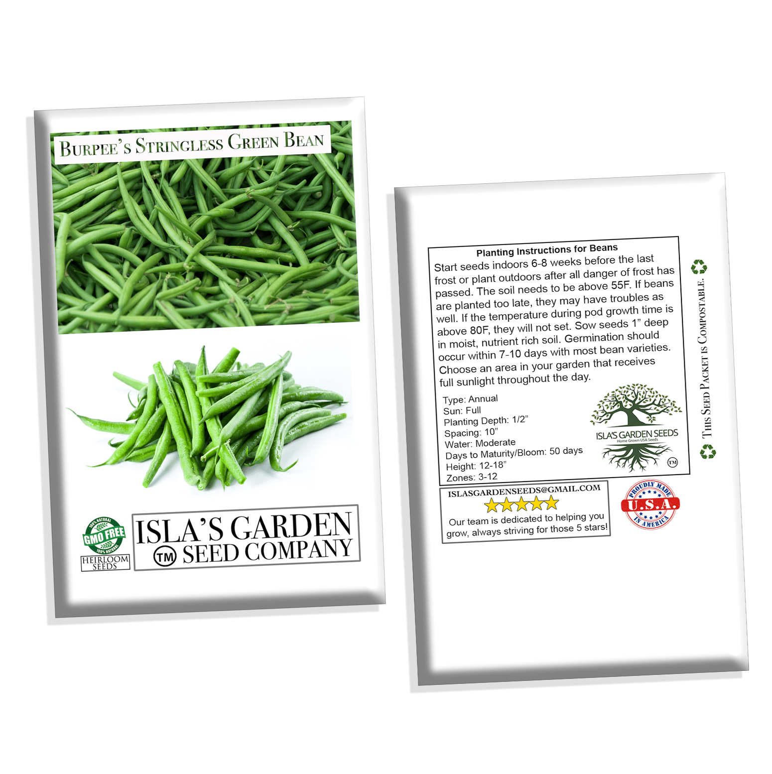 garden beans seeds Burpee Stringless Green Bean Seeds, 50 Heirloom Seeds Per Packet