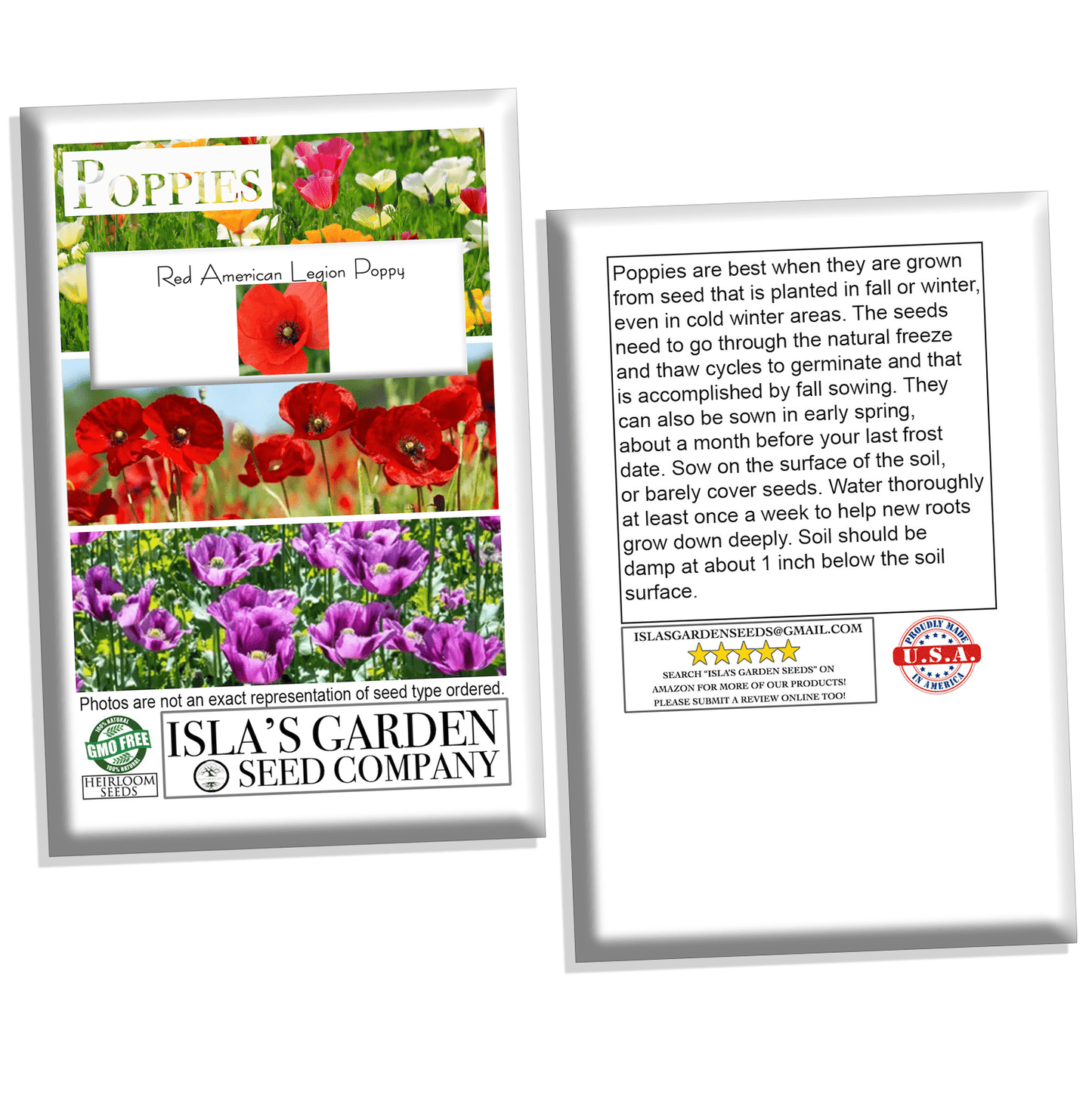 Red American Legion Poppy Seeds, 3000 Flower Seeds Per Packet