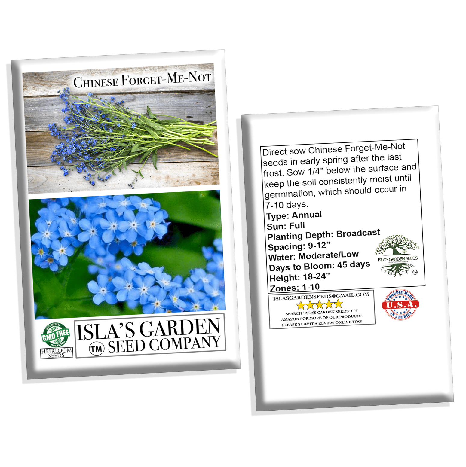 Chinese Forget Me Not Flower Seeds, 300 Flower Seeds Per Packet