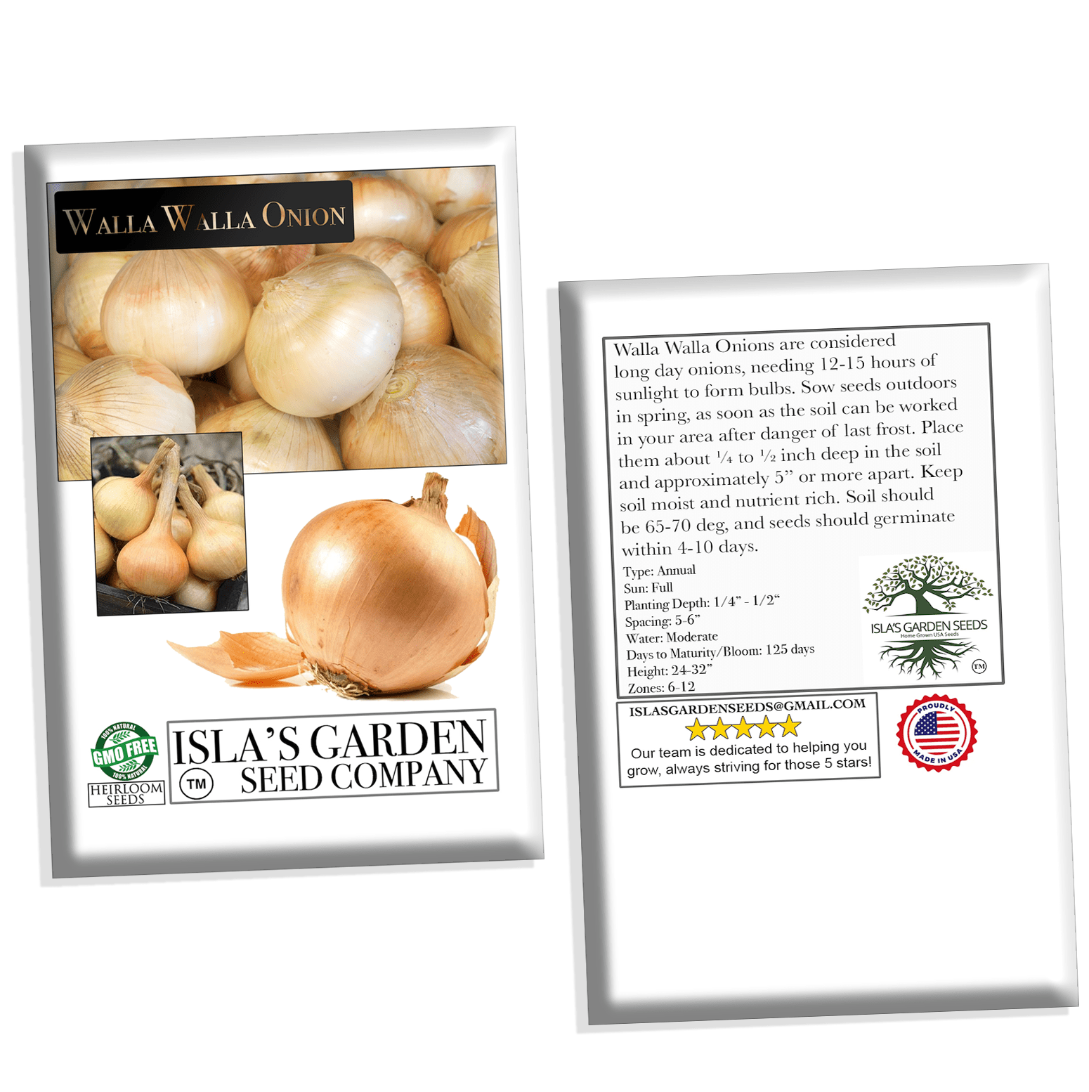 Walla Walla Onion Seeds, 300+ Heirloom Seeds Per Packet, Non GMO Seeds