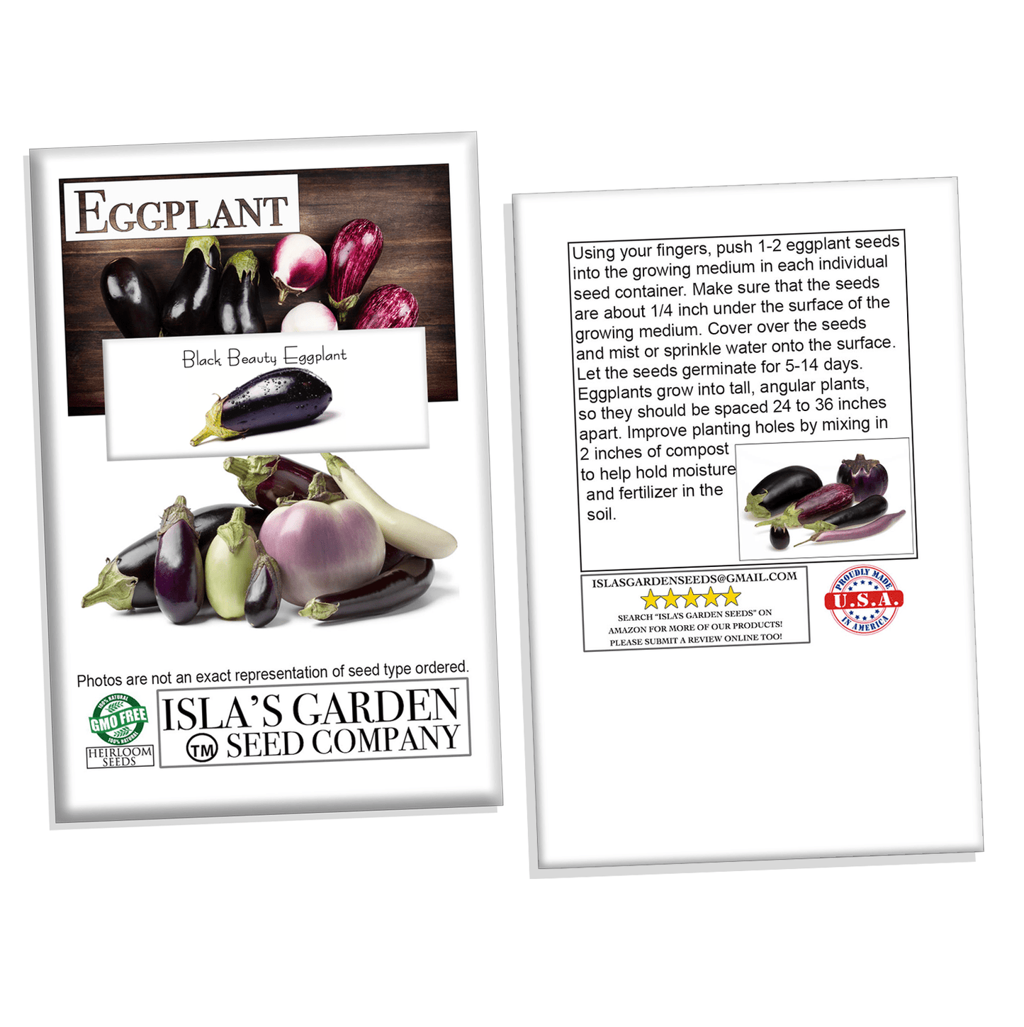 Black Beauty Eggplant Seeds, 100 Heirloom Seeds Per Packet, Non GMO Seeds, Botanical Name: Solanum melongena